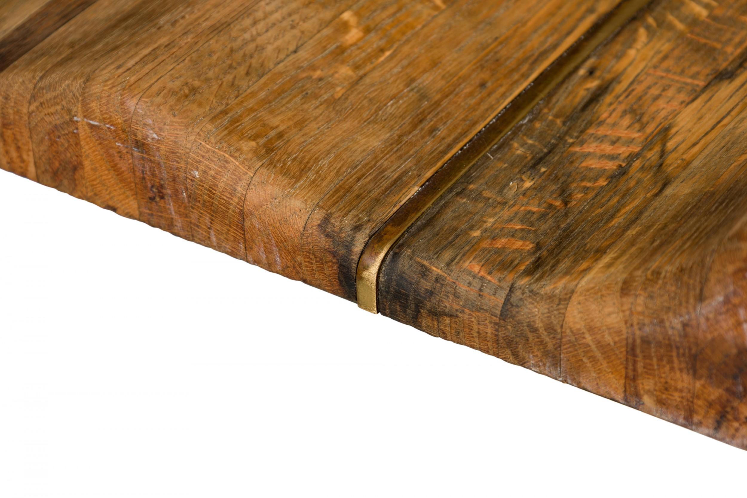 Paar Warren Bacon Messing & Holz Hufeisen Cantilever Barhocker im Angebot 1