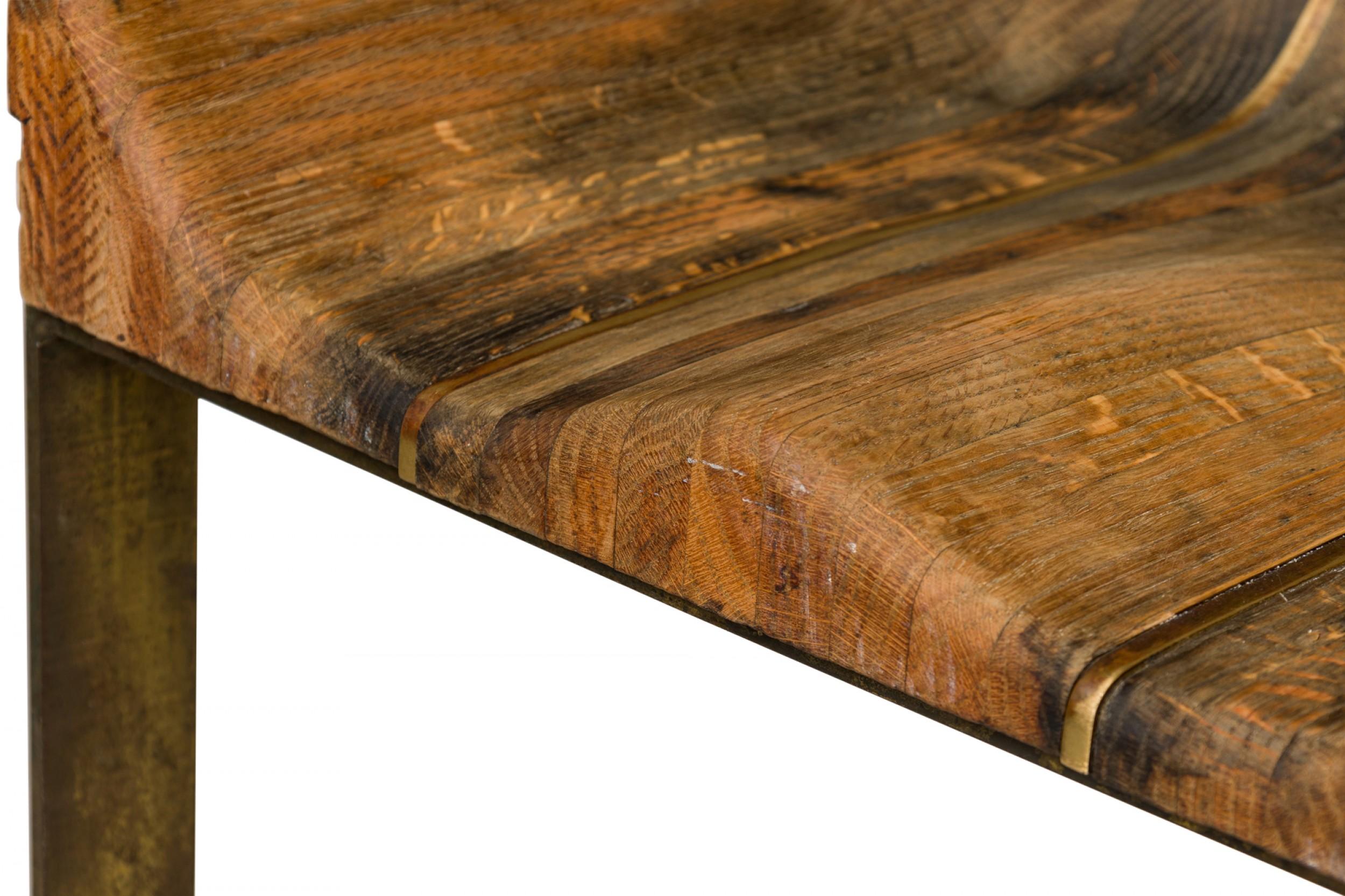 Paar Warren Bacon Messing & Holz Hufeisen Cantilever Barhocker im Angebot 4