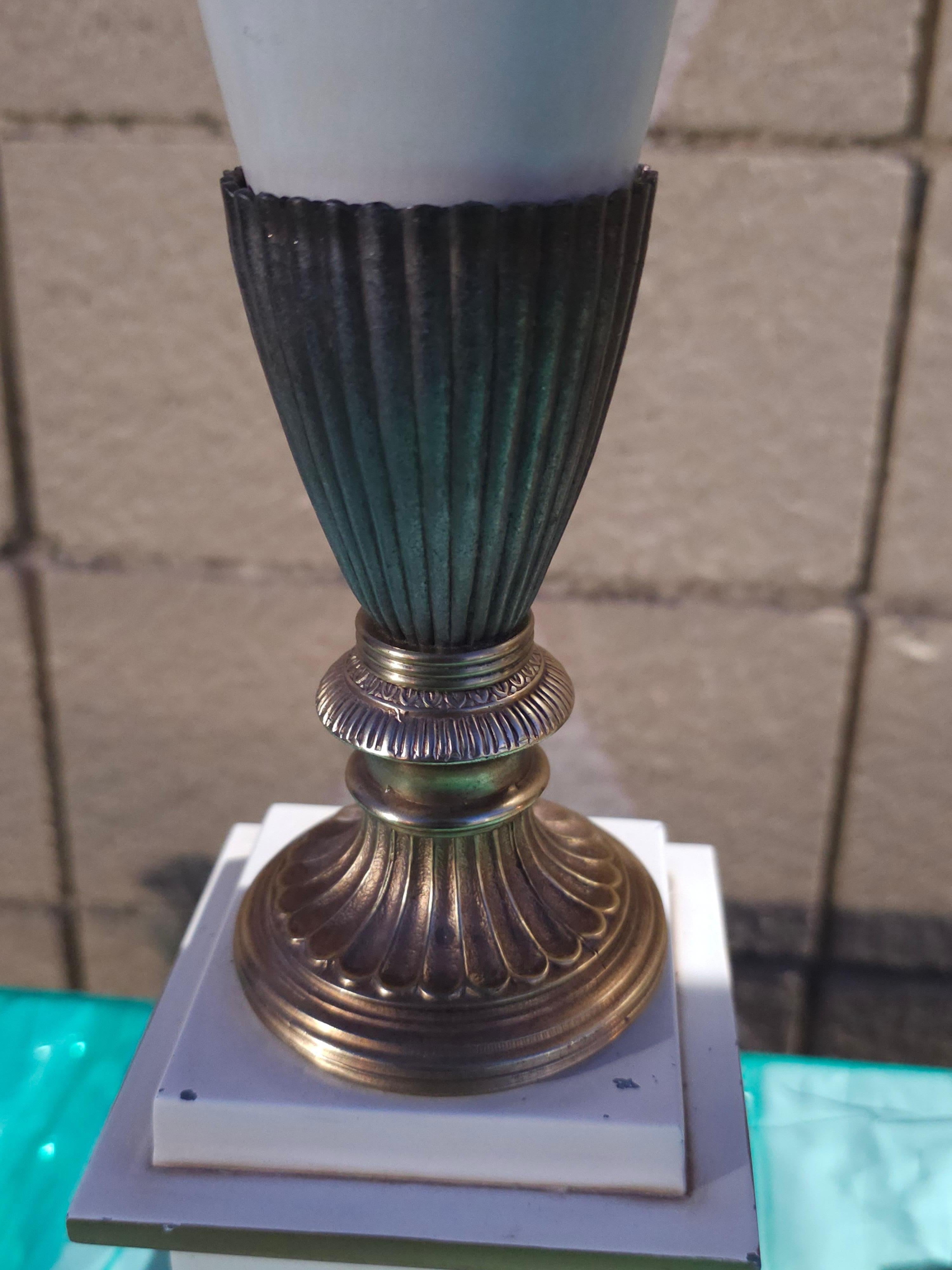 Pair of Warren Kessler Large Columnar Trophy Table Lamps In Good Condition For Sale In Germantown, MD
