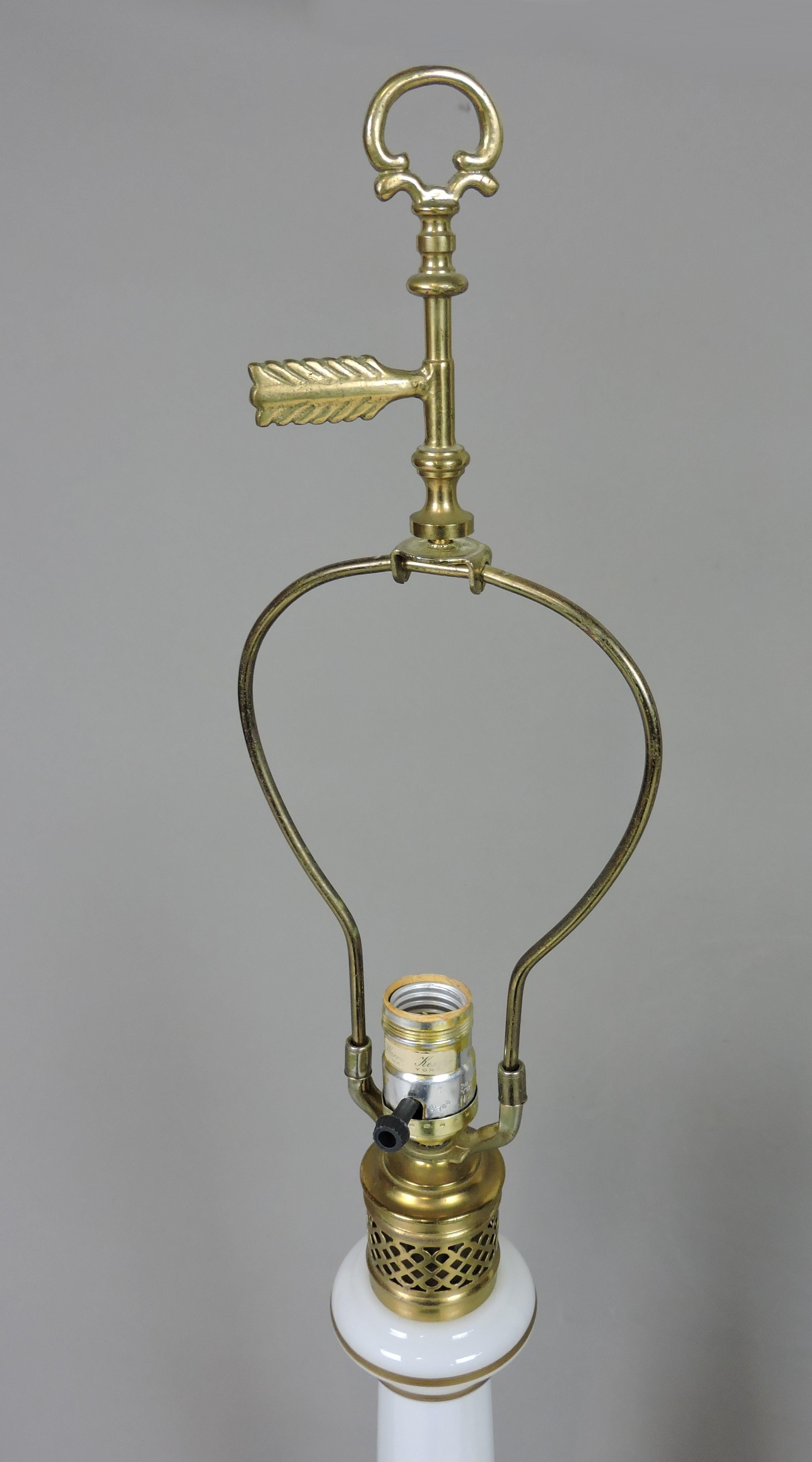 Pair of Warren Kessler White Opaline Glass and Brass Mid-Century Table Lamps 1