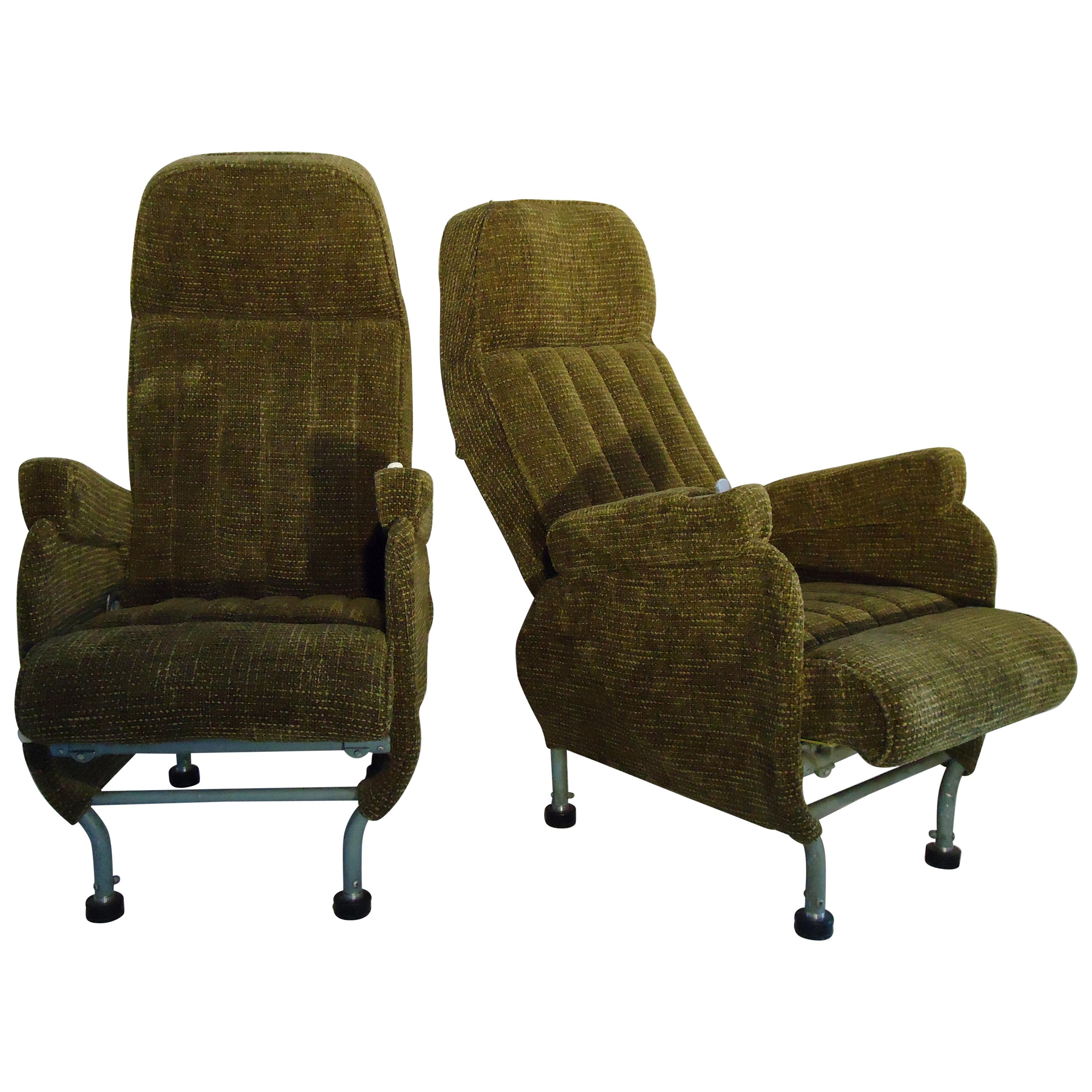 Pair of Warren McArthur Corporation Aircraft Passenger Seats Adjustable c. 1946