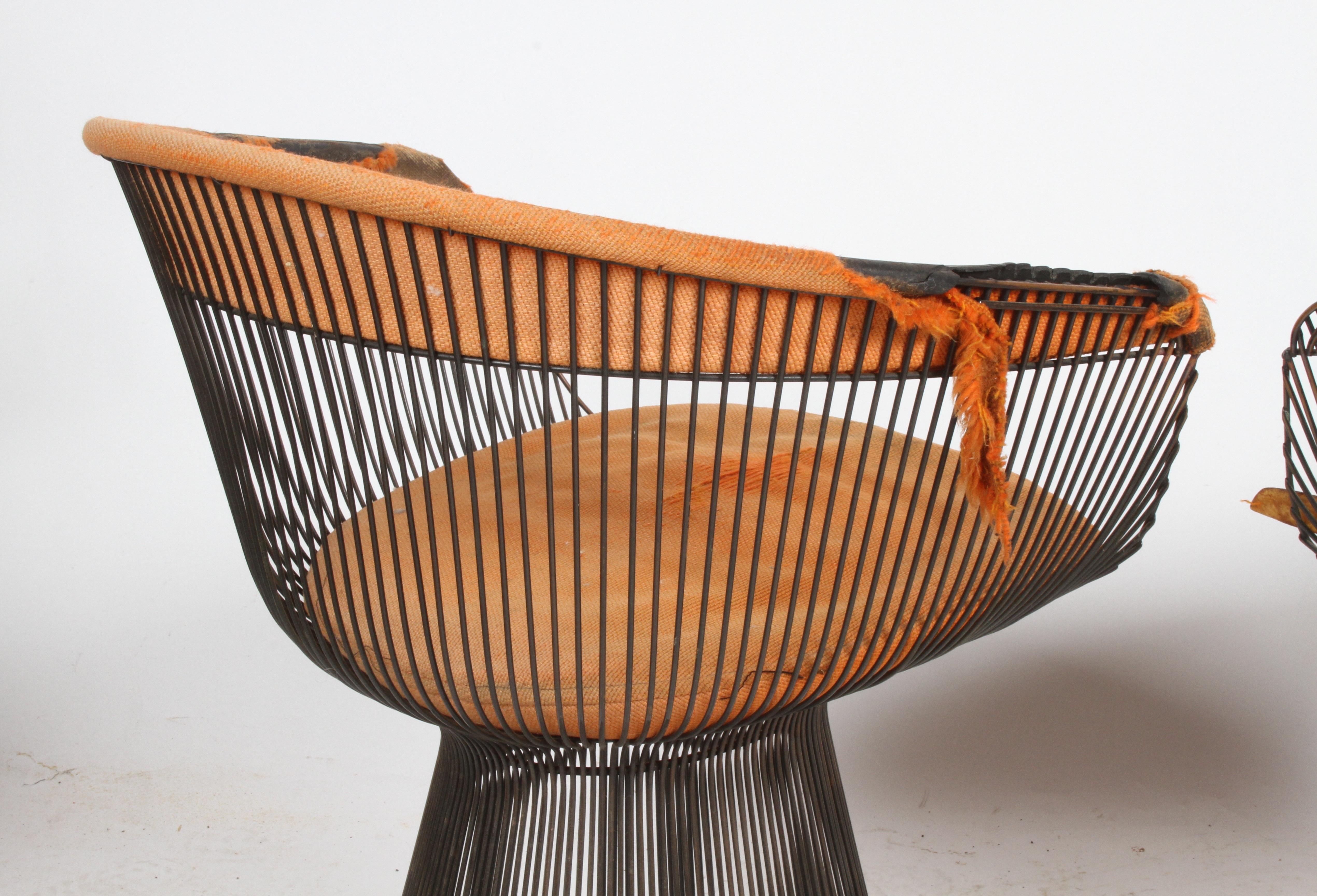 Paar Warren Platner Bronze Dining Chair für Knoll:: restaurierungsbedürftig 4