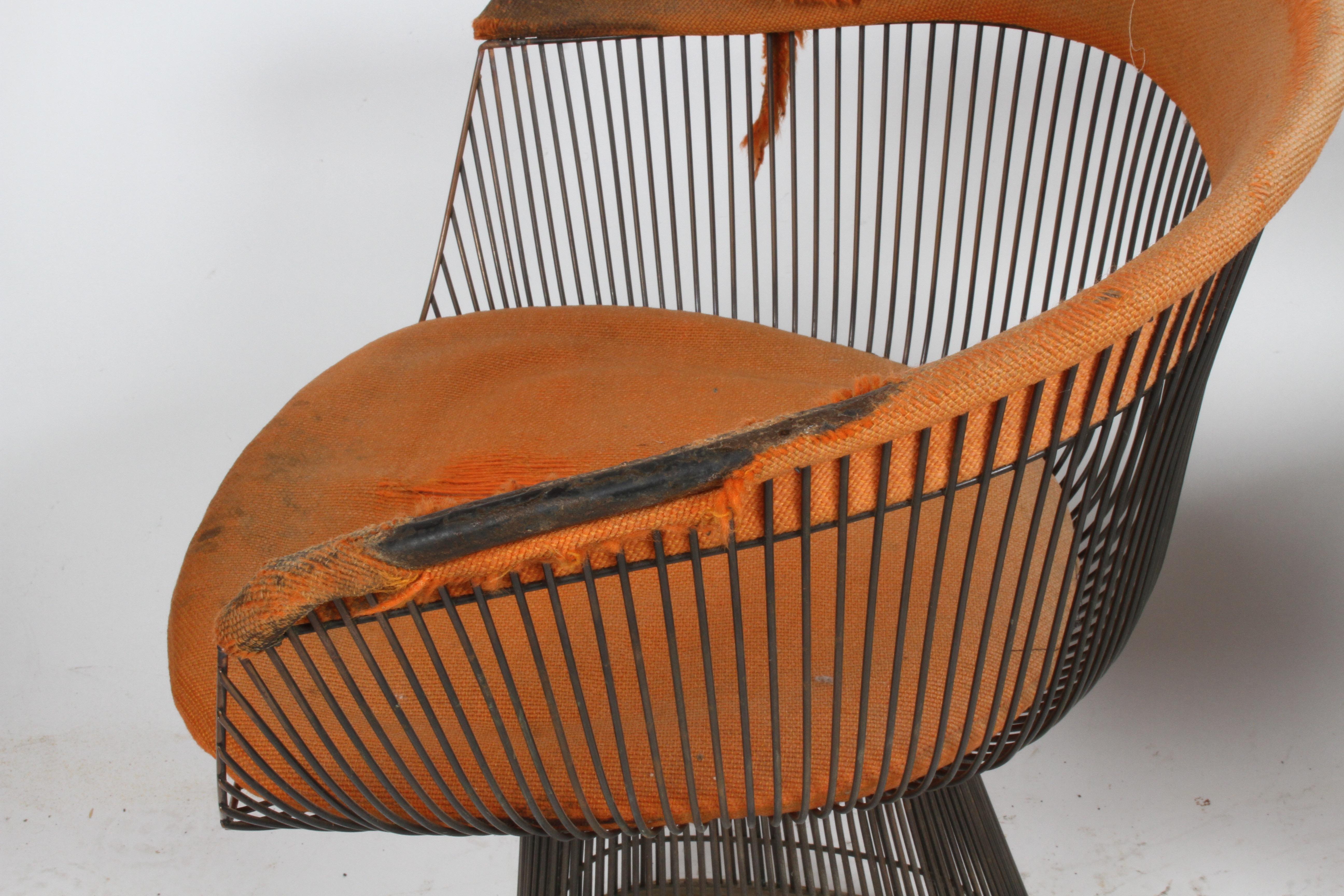 Paar Warren Platner Bronze Dining Chair für Knoll:: restaurierungsbedürftig 5