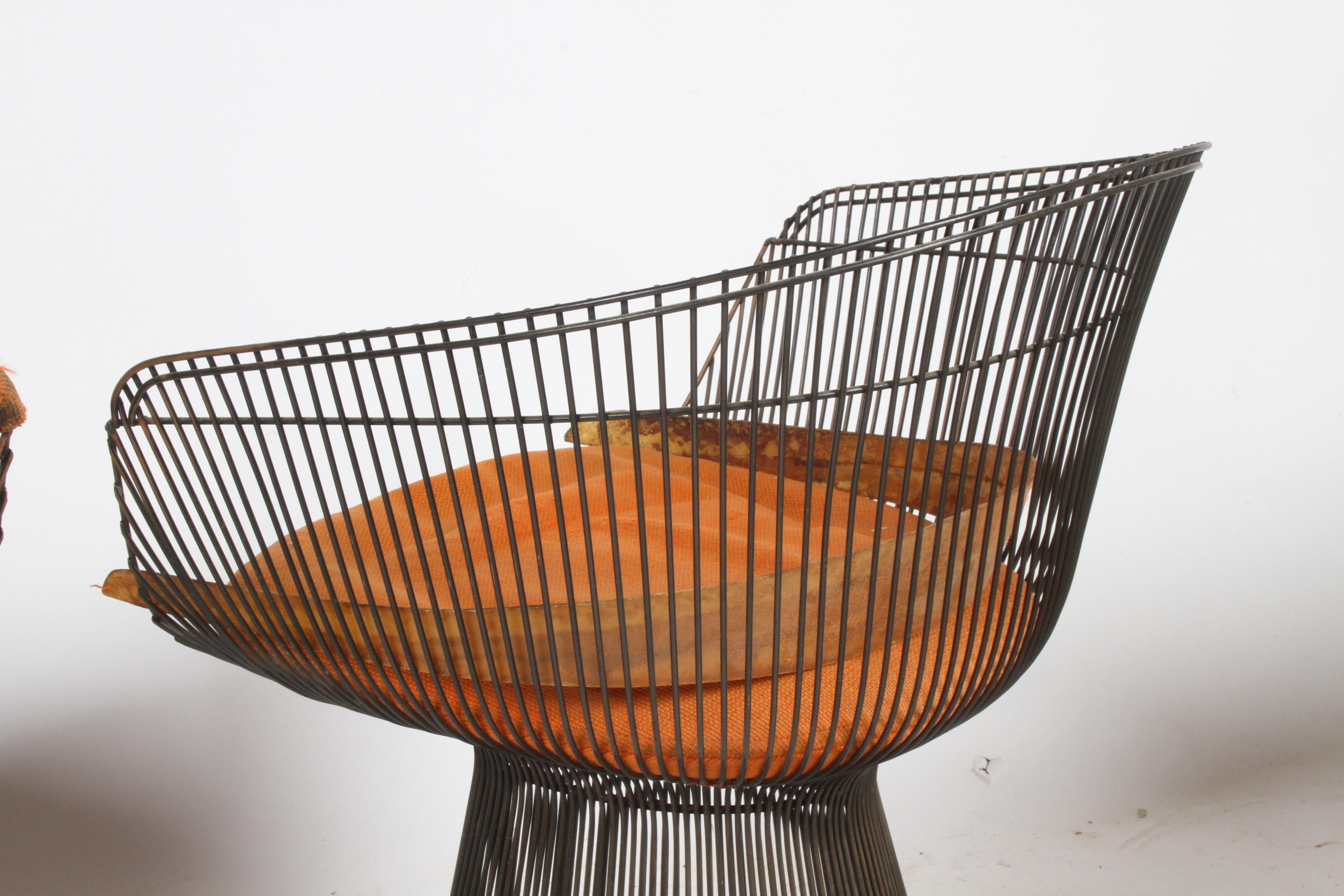Paar Warren Platner Bronze Dining Chair für Knoll:: restaurierungsbedürftig 6