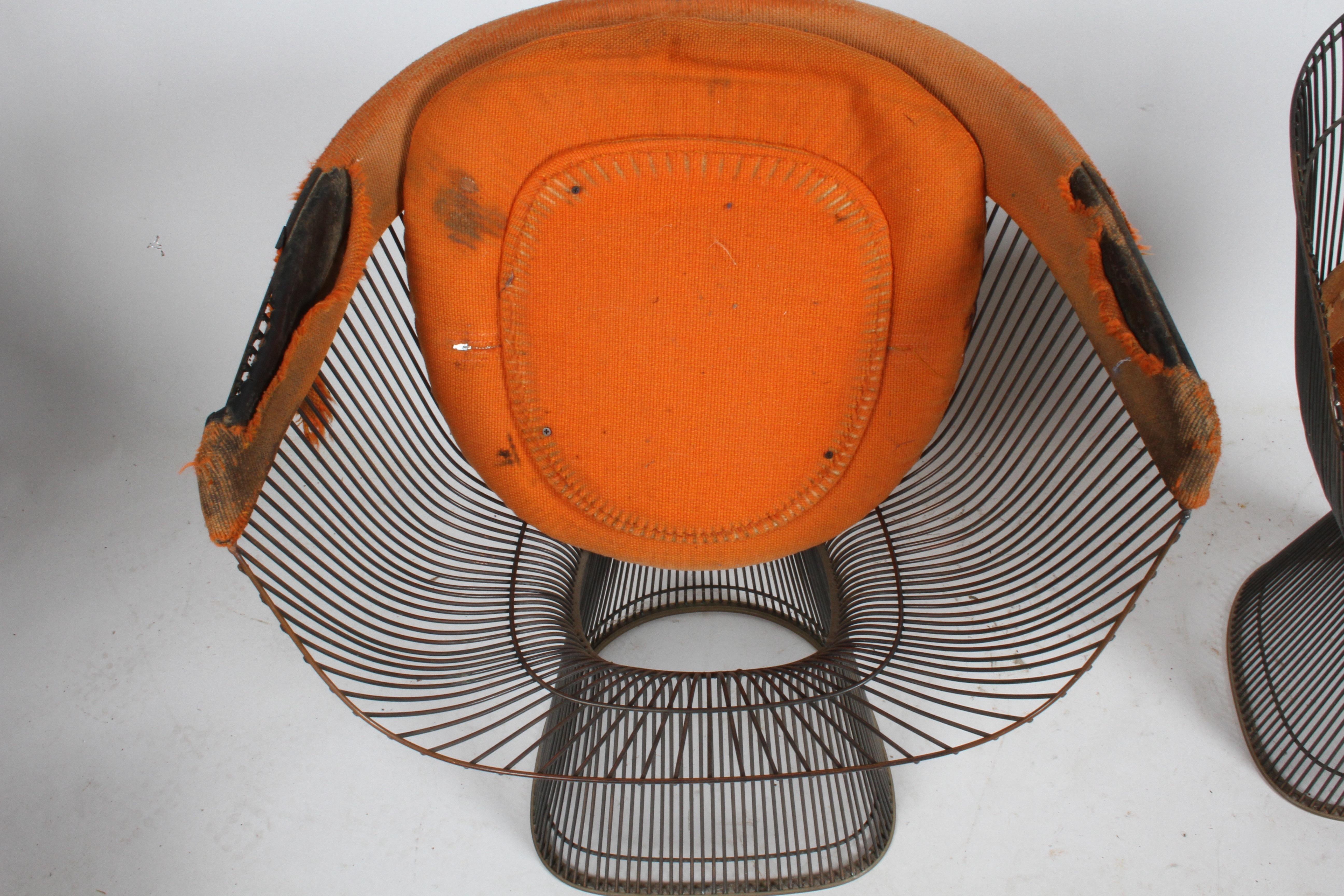 Pair of Warren Platner Bronze Dining Chair for Knoll, Need Restoration 8