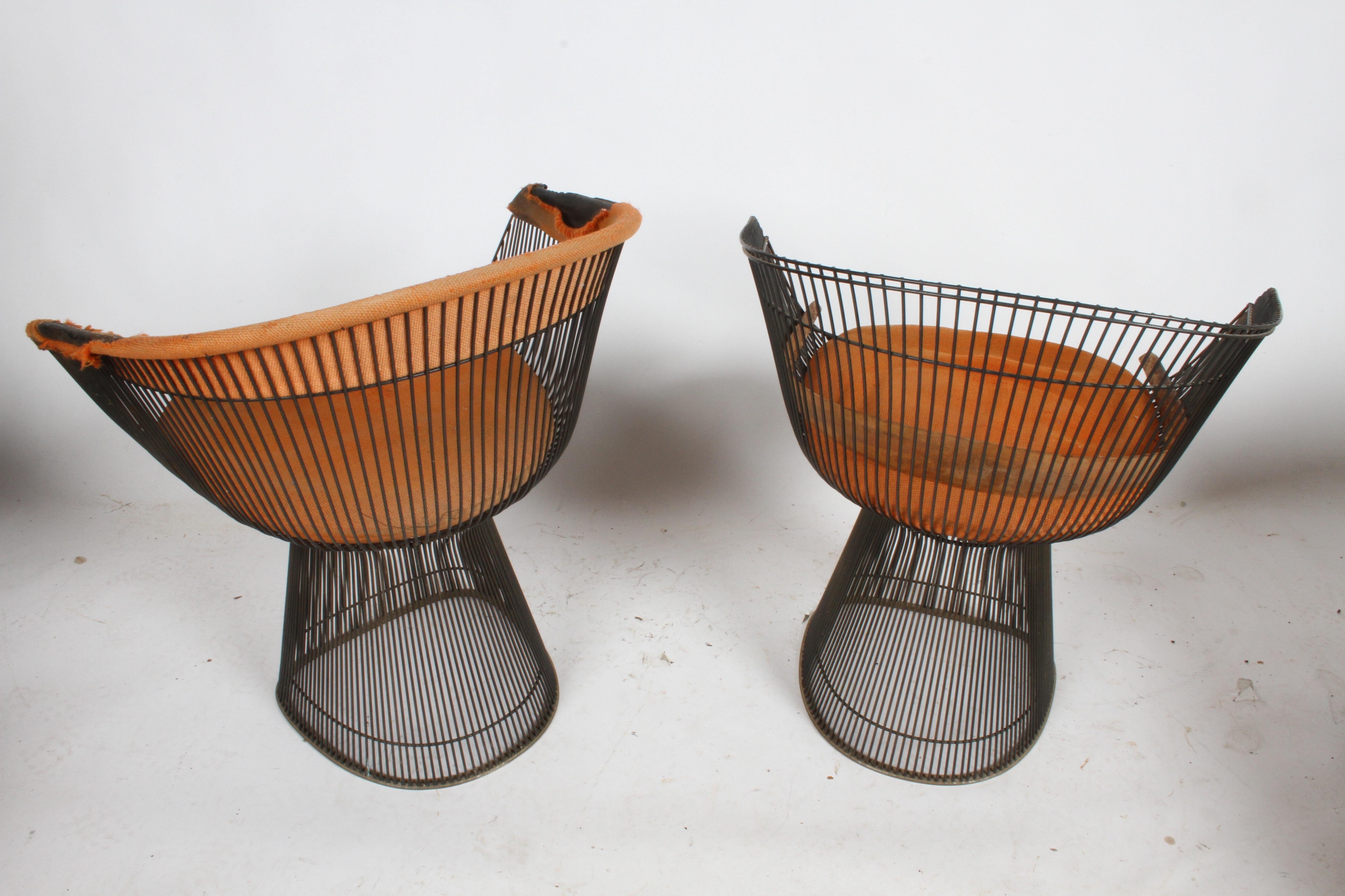 Paar Warren Platner Bronze Dining Chair für Knoll:: restaurierungsbedürftig 12