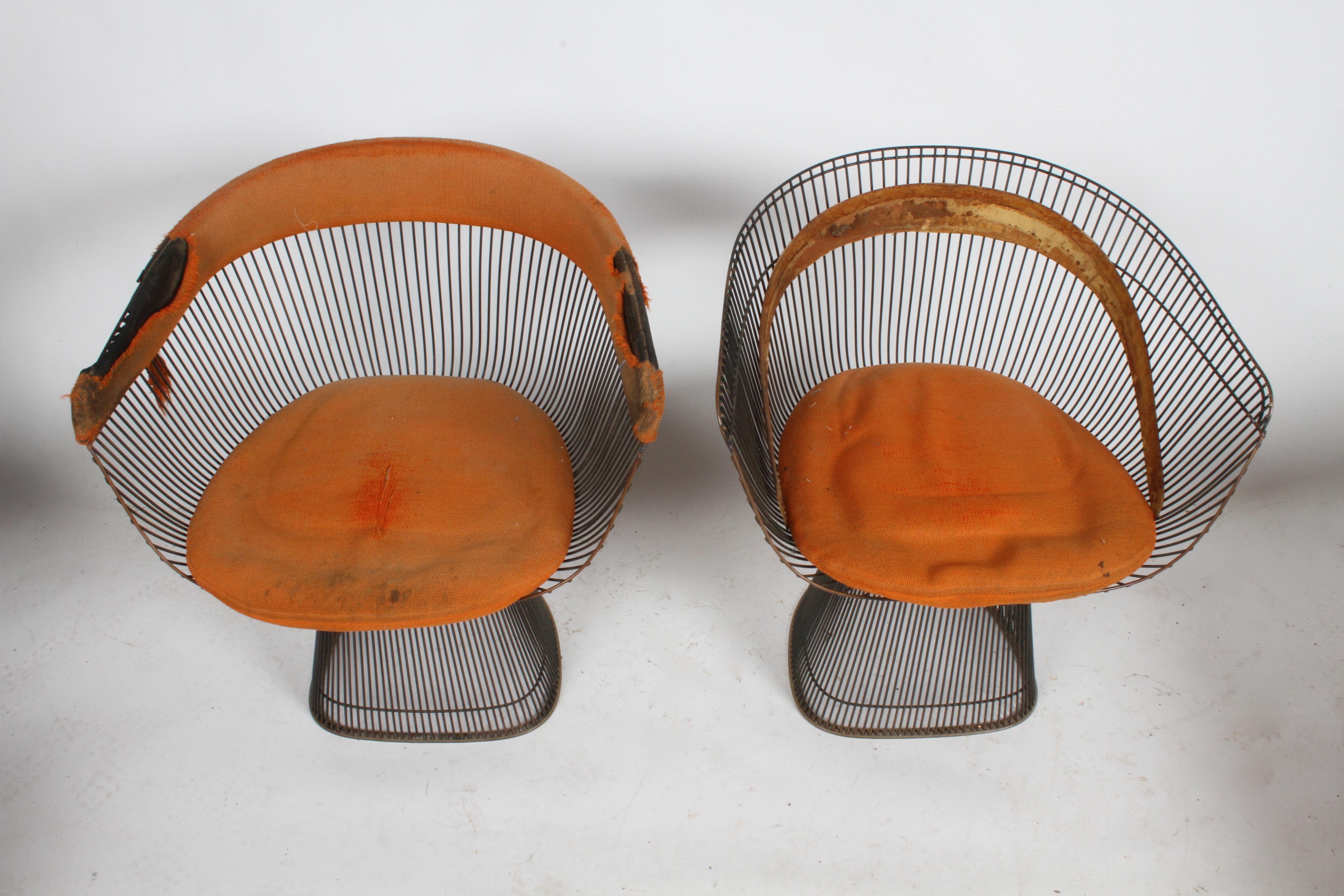 Paar Warren Platner Bronze Dining Chair für Knoll:: restaurierungsbedürftig (Moderne der Mitte des Jahrhunderts)
