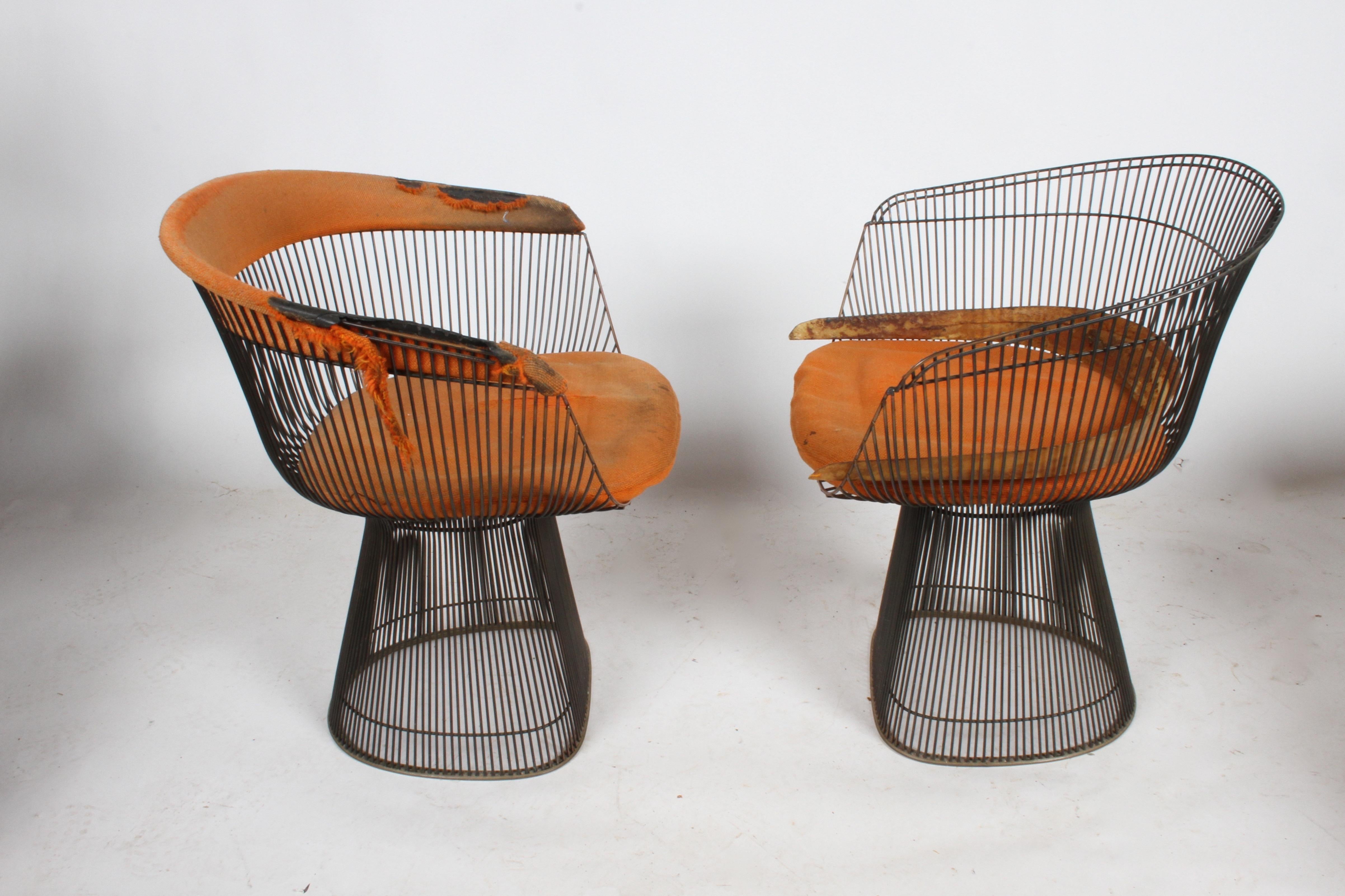 Paar Warren Platner Bronze Dining Chair für Knoll:: restaurierungsbedürftig (amerikanisch)