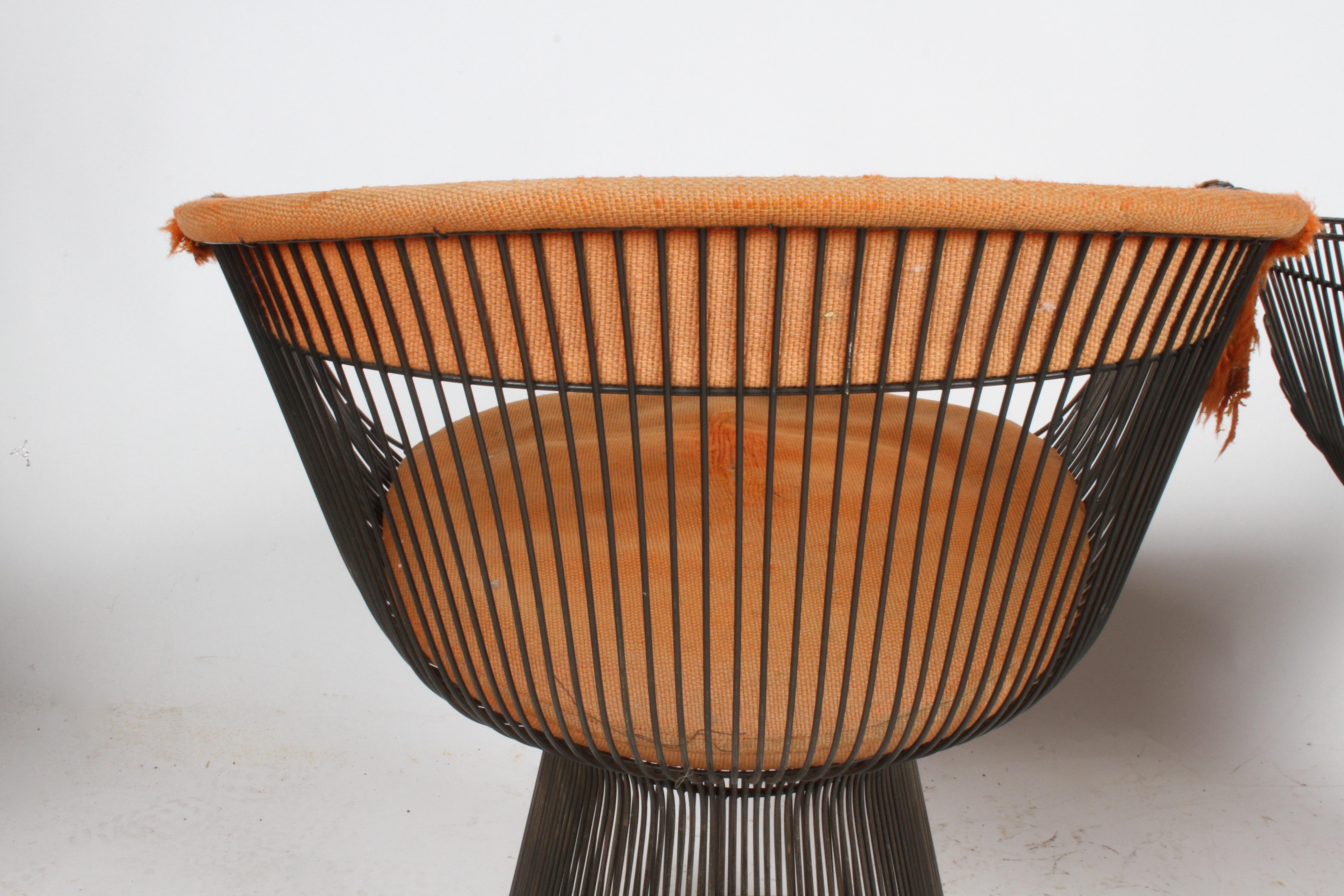 Paar Warren Platner Bronze Dining Chair für Knoll:: restaurierungsbedürftig 3