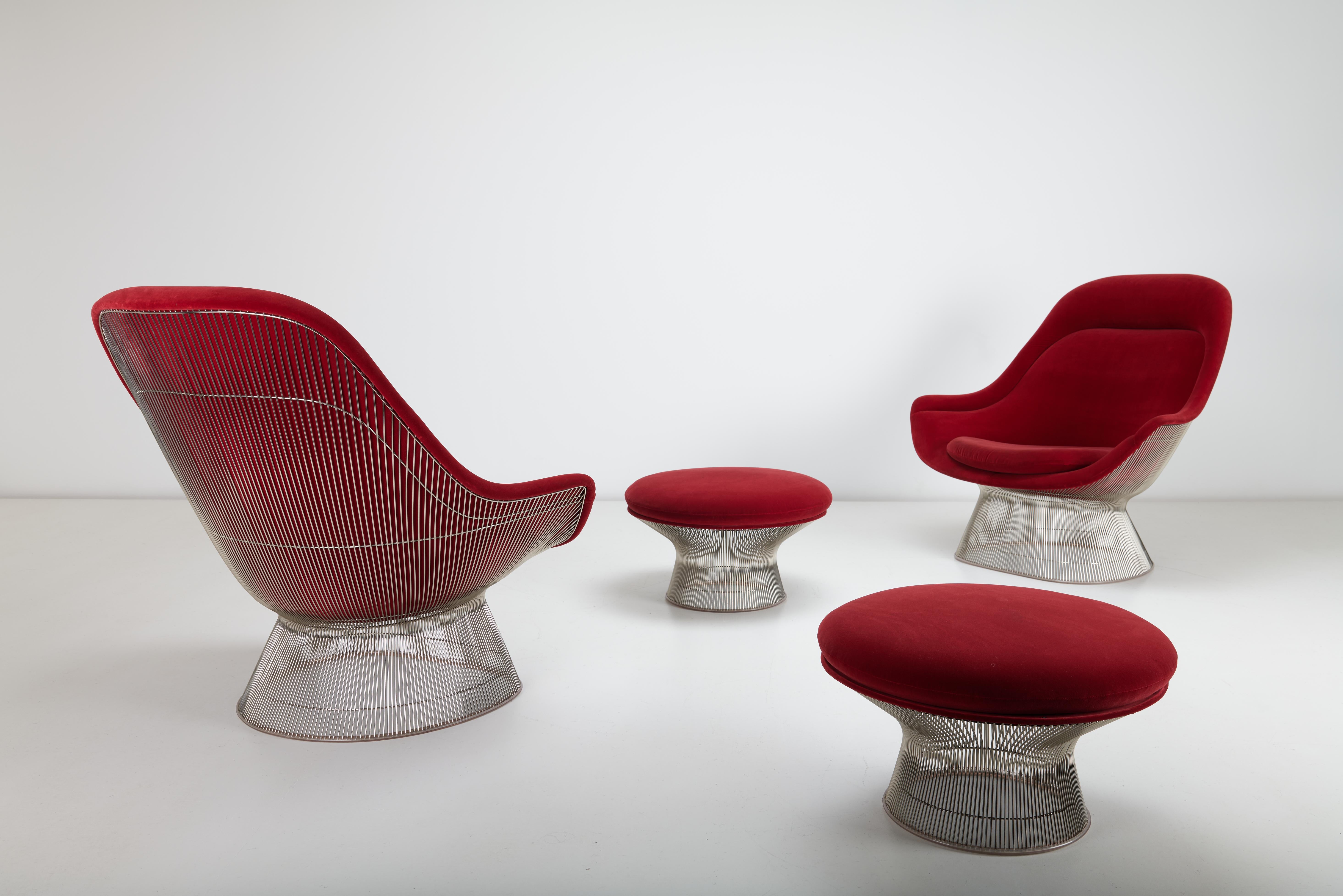 British Pair of Warren Platner Easy Chairs And Ottomans by Knoll