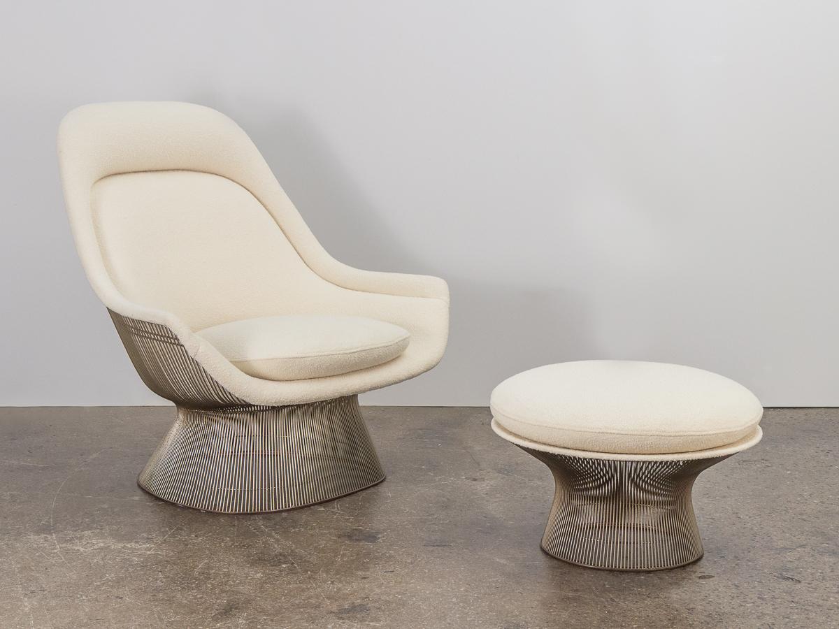 Pair of Warren Platner Easy Lounge Chairs and Ottoman In Excellent Condition For Sale In Brooklyn, NY