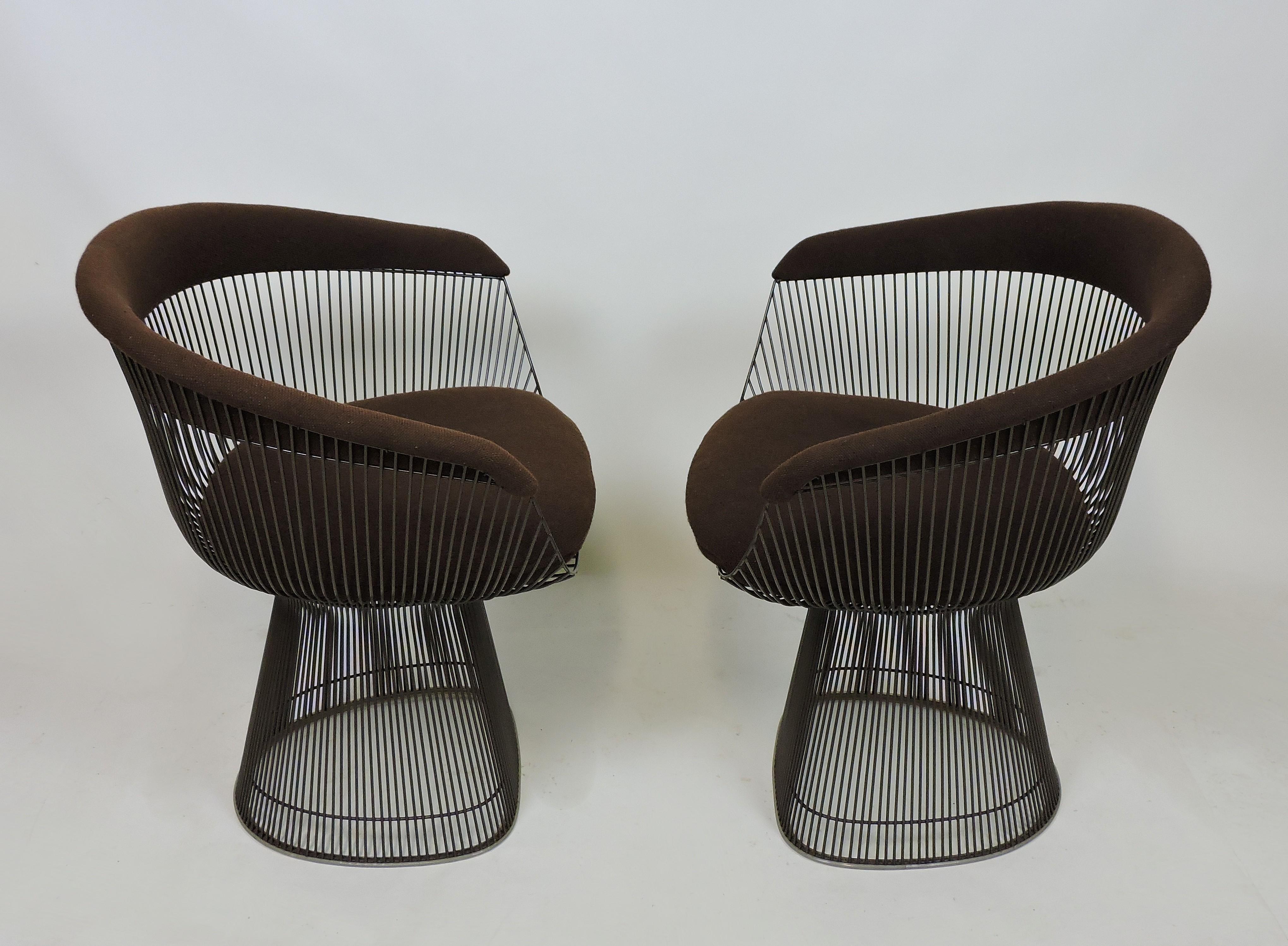 American Pair of Warren Platner for Knoll Bronze Wire Dining or Side Chairs