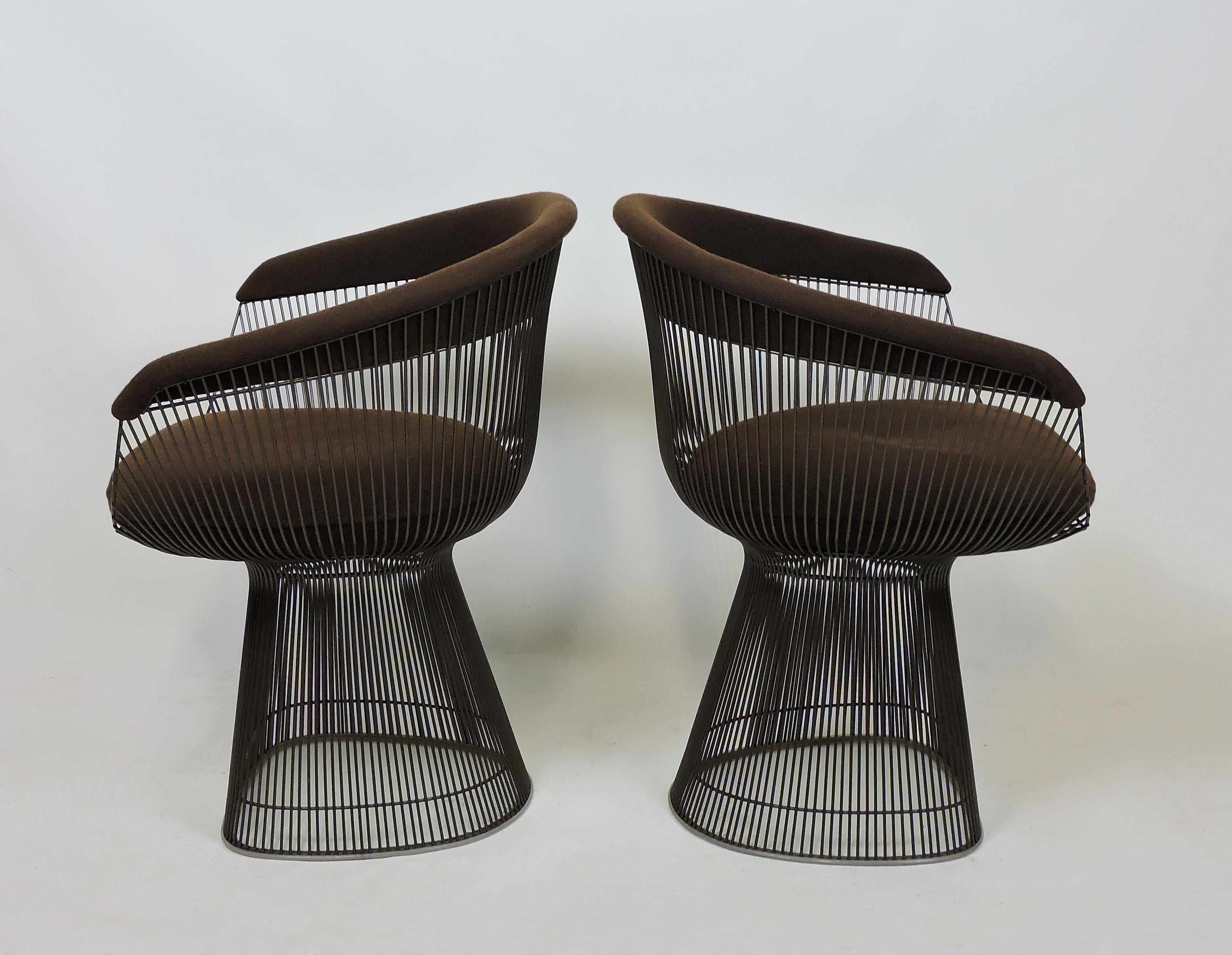 Pair of Warren Platner for Knoll Bronze Wire Dining or Side Chairs In Good Condition In Chesterfield, NJ