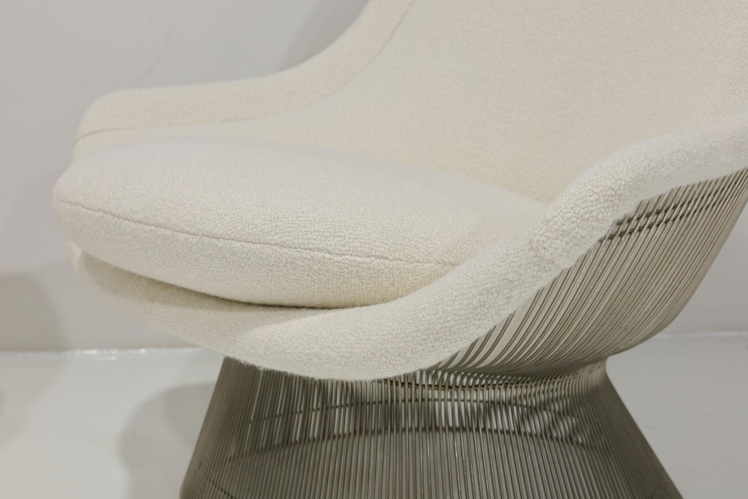 Paar Warren Platner für Knoll Easy Chairs und Ottomane in Holly Hunt Boucle' im Angebot 5
