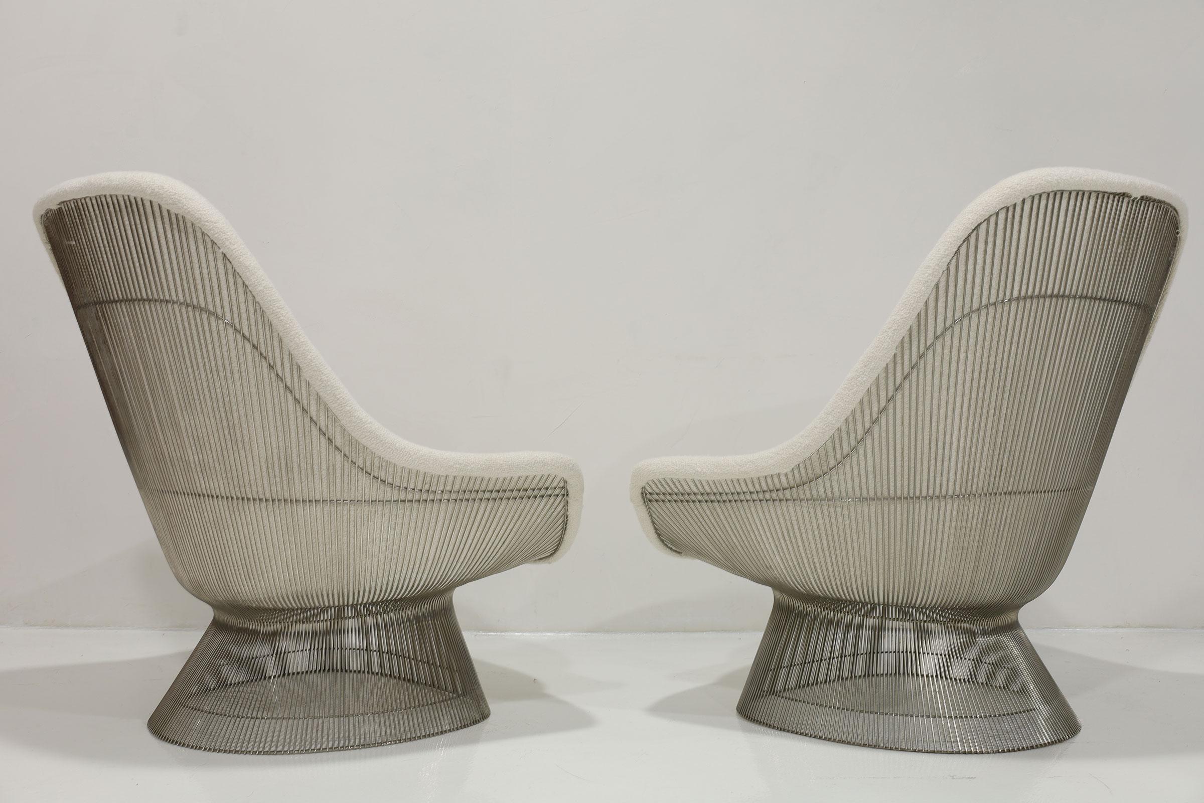Paar Warren Platner für Knoll Easy Chairs und Ottomane in Holly Hunt Boucle' im Angebot 1