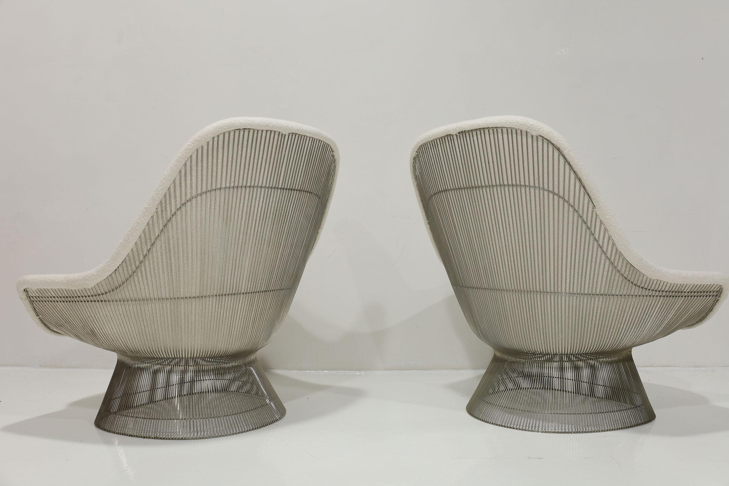 Paar Warren Platner für Knoll Easy Chairs und Ottomane in Holly Hunt Boucle' im Angebot 2