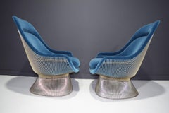 Pair of Warren Platner for Knoll Easy Chairs in Blue Mohair