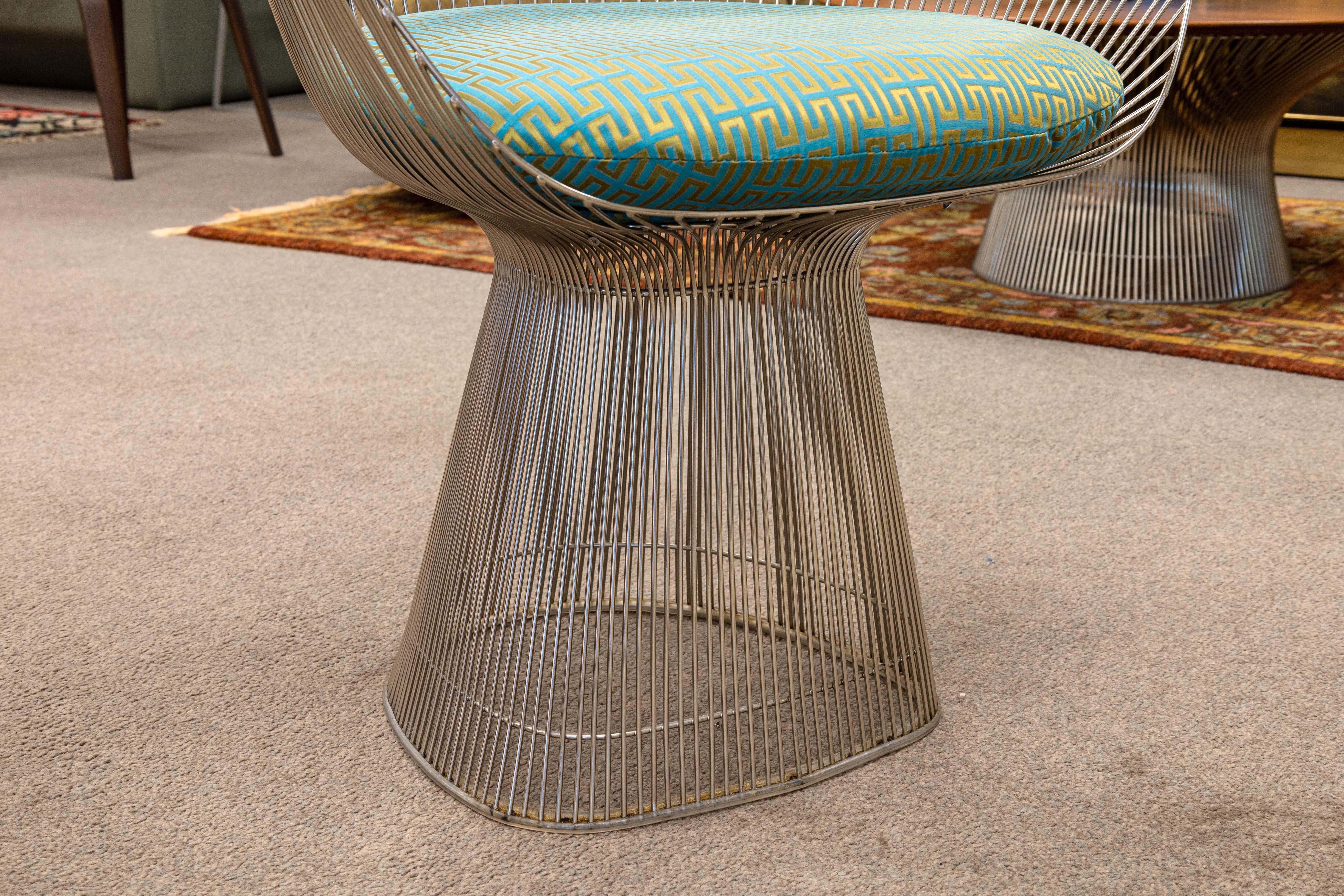 Pair of Warren Platner for Knoll Mid Century Modern Wire Lounge Arm Chairs 3