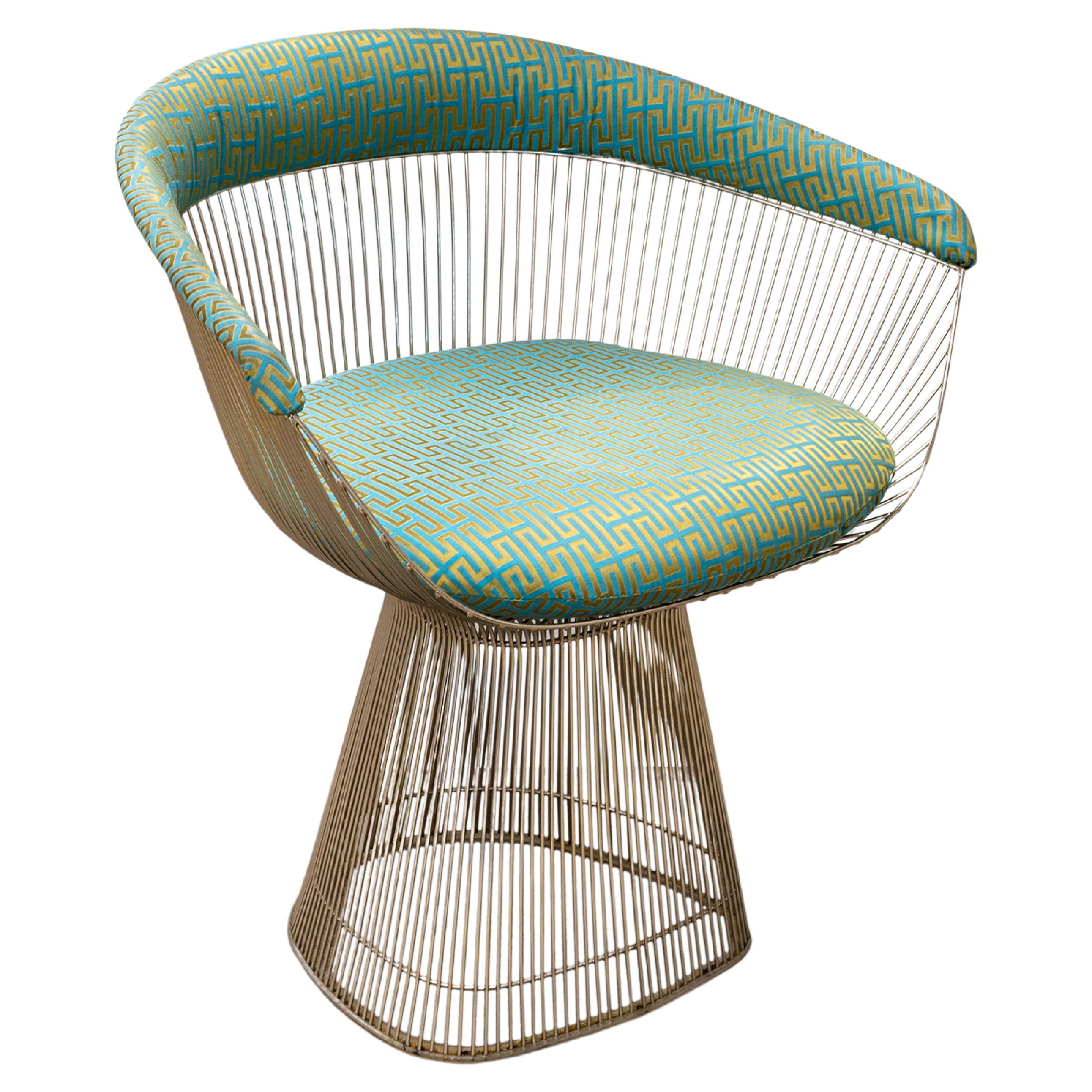 A pair of Warren Platner for Knoll wire lounge chairs. A gorgeous set of original Platner arm chairs for Knoll. These beautiful, iconic chairs feature a nickel plated metal wire design in the base and in the upper. These chairs were originally
