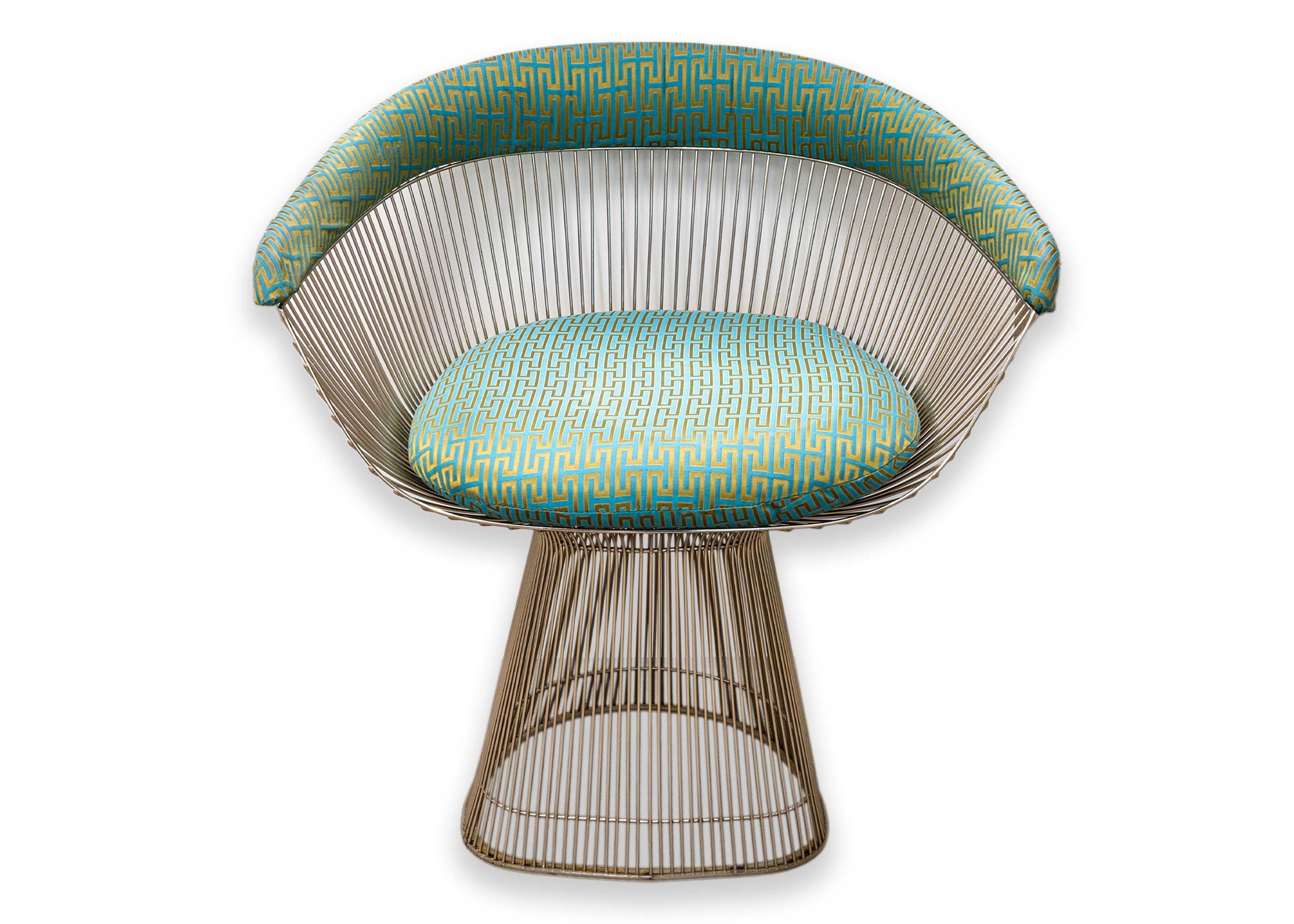 Mid-Century Modern Pair of Warren Platner for Knoll Mid Century Modern Wire Lounge Arm Chairs