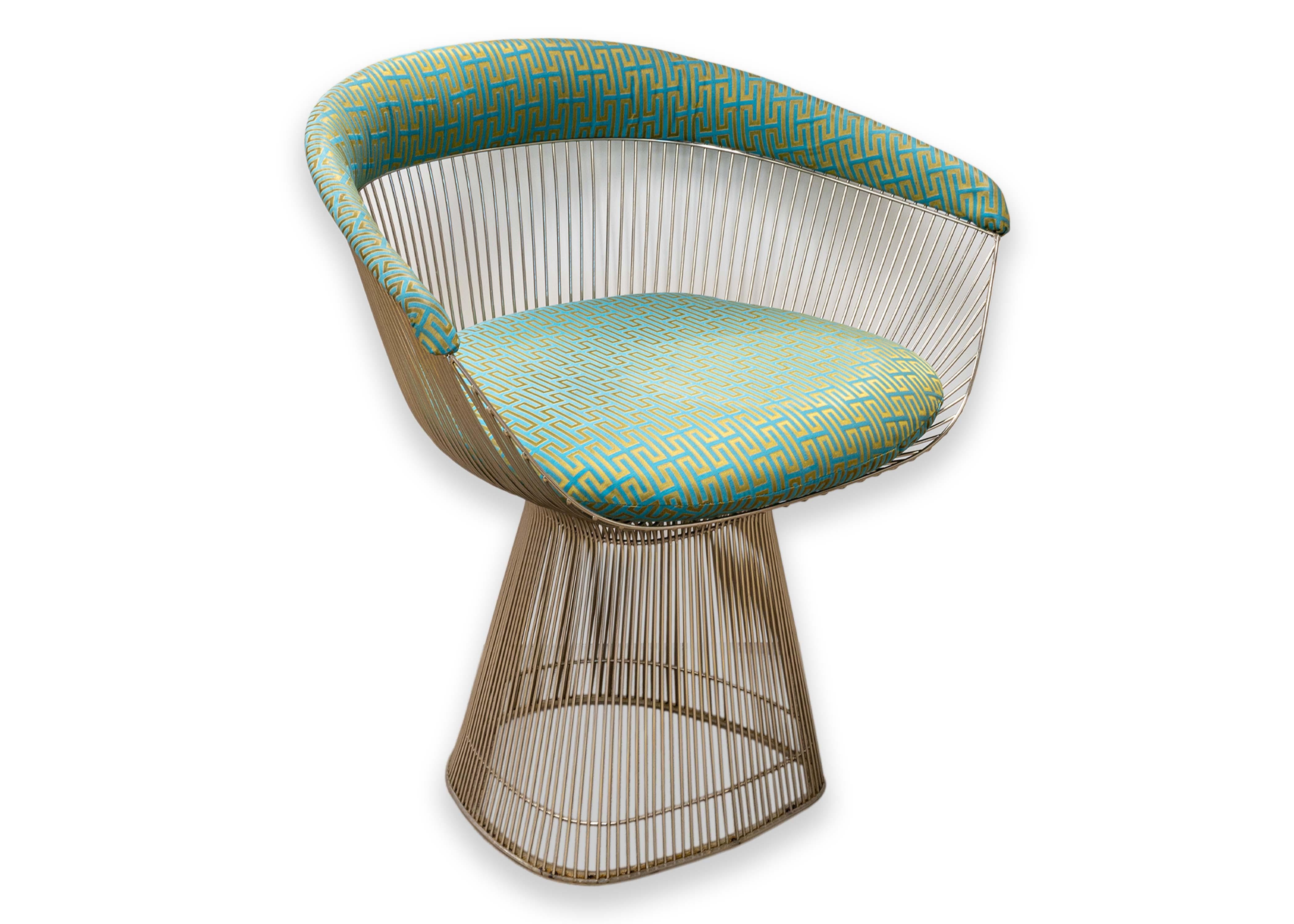 American Pair of Warren Platner for Knoll Mid Century Modern Wire Lounge Arm Chairs