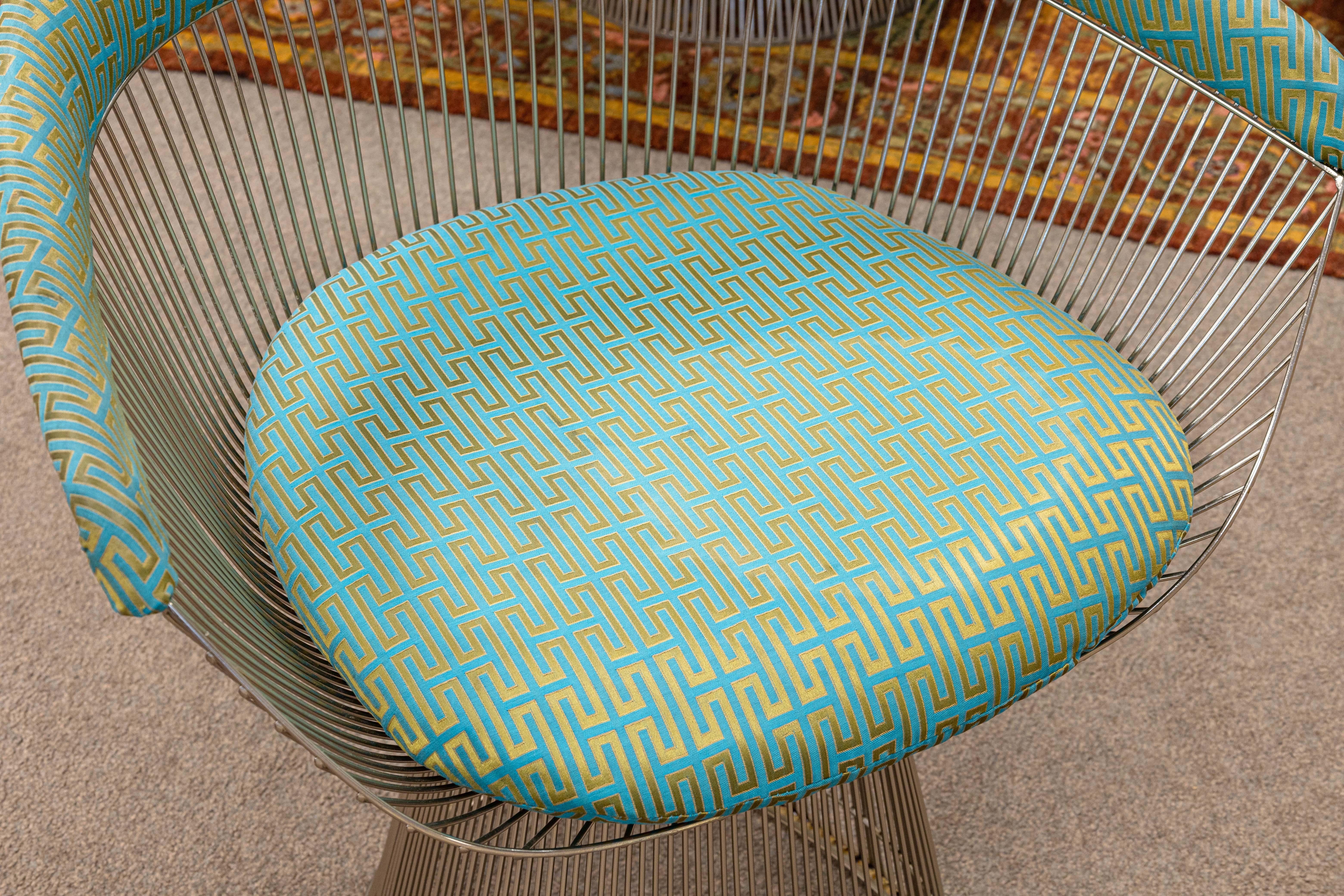 Pair of Warren Platner for Knoll Mid Century Modern Wire Lounge Arm Chairs 1
