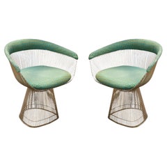 Pair of Warren Platner for Knoll Mid Century Modern Wire Lounge Arm Chairs