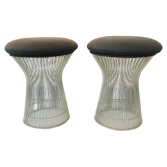 Paire de tabourets Warren Platner pour Knoll en nickel poli