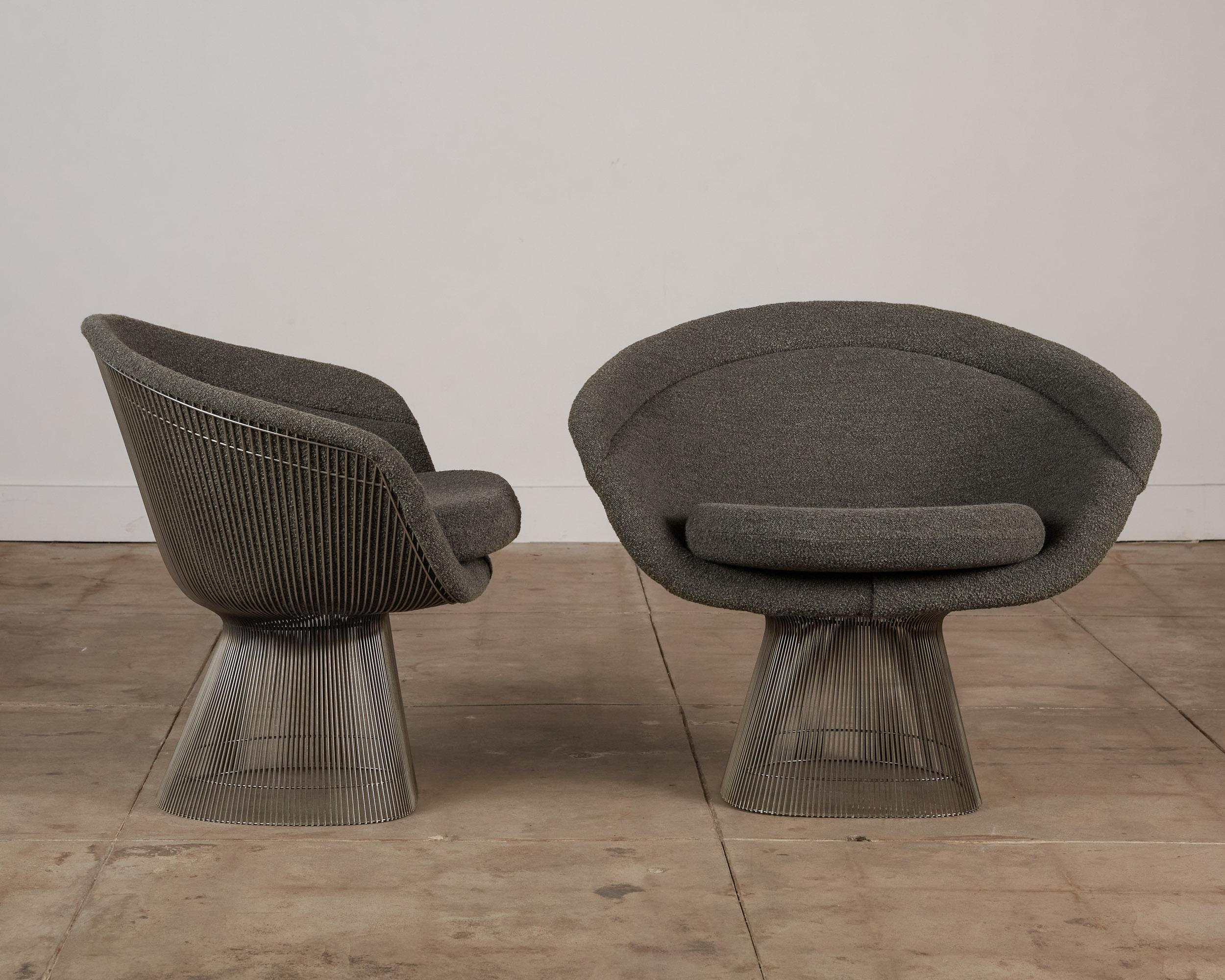 Mid-Century Modern Pair of Warren Platner for Knoll Wire Frame Lounge Chairs