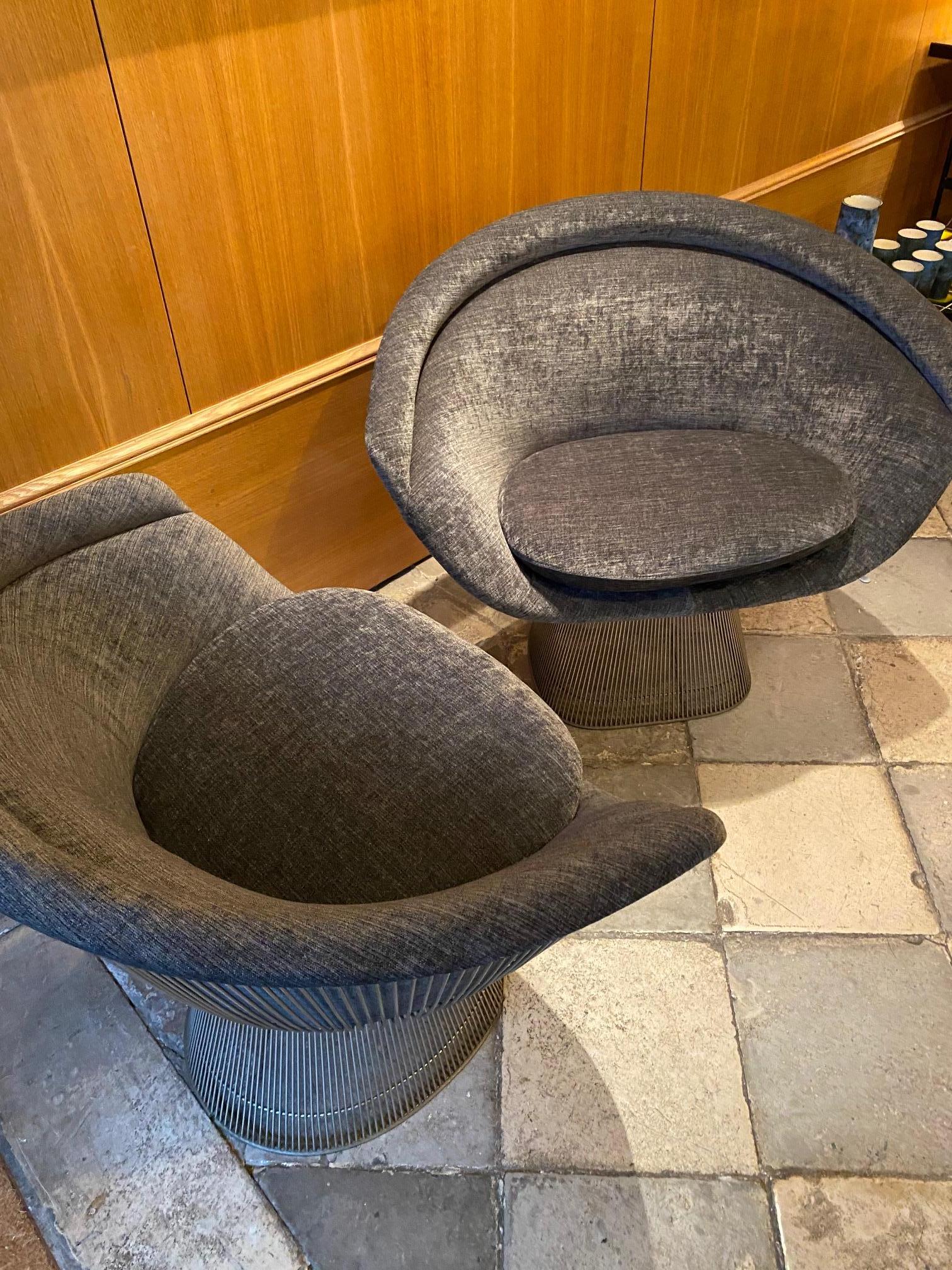 Pair of Warren Platner Lounge Chairs for Knoll For Sale 1