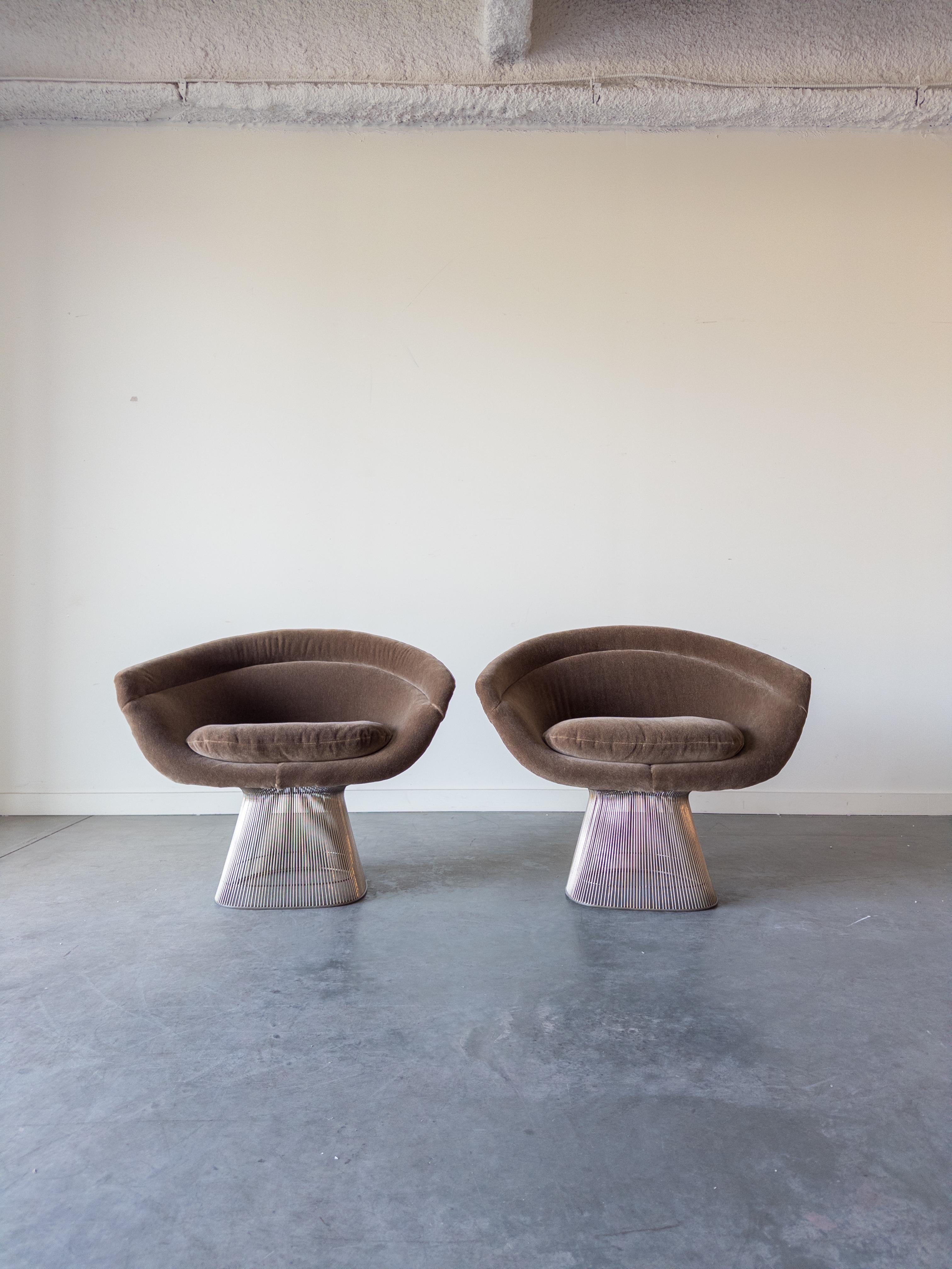 Pair of Warren Platner Lounge Chairs for Knoll International, 1980s In Good Condition For Sale In New York, NY