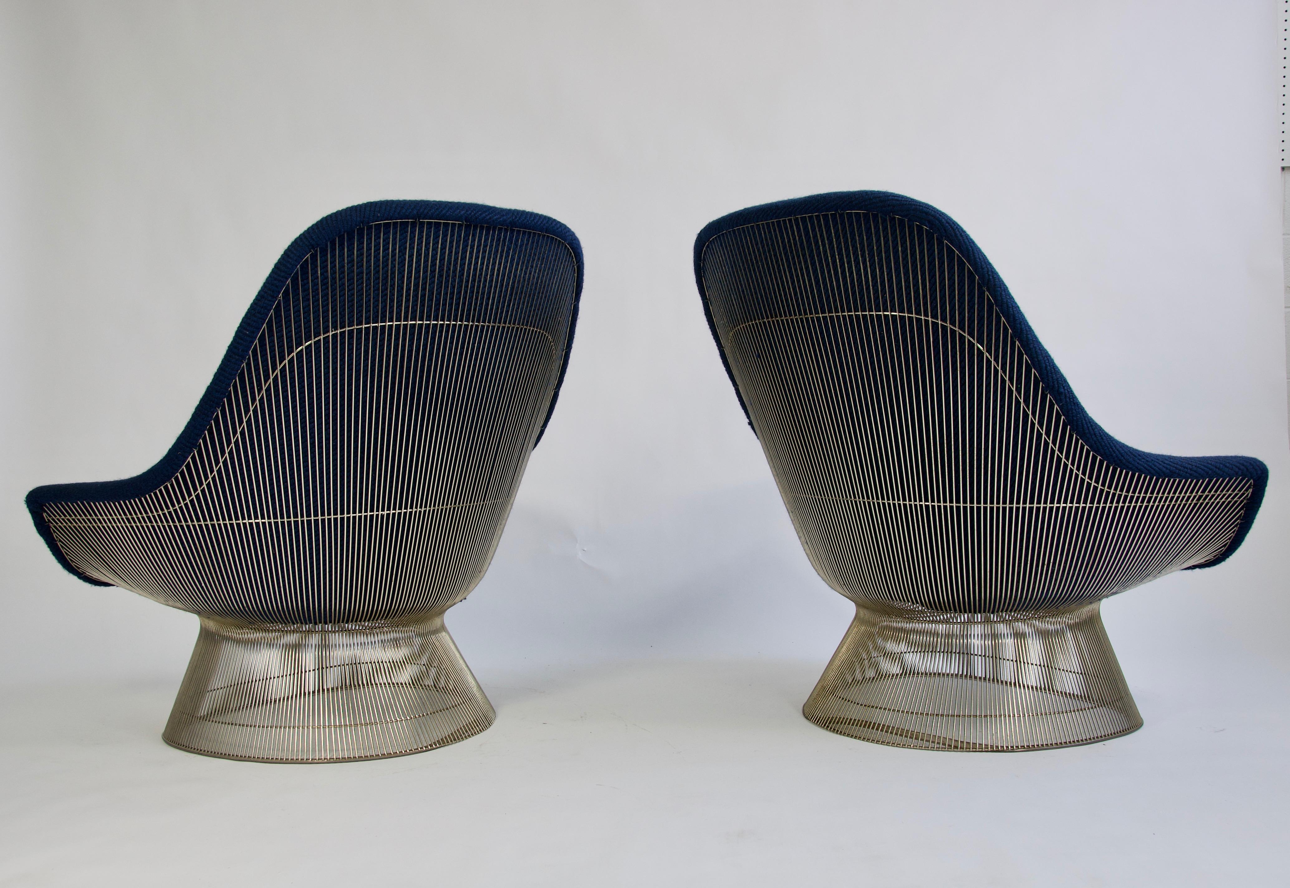 Pair of Warren Platner lounge chairs for Knoll. Nickel finish.