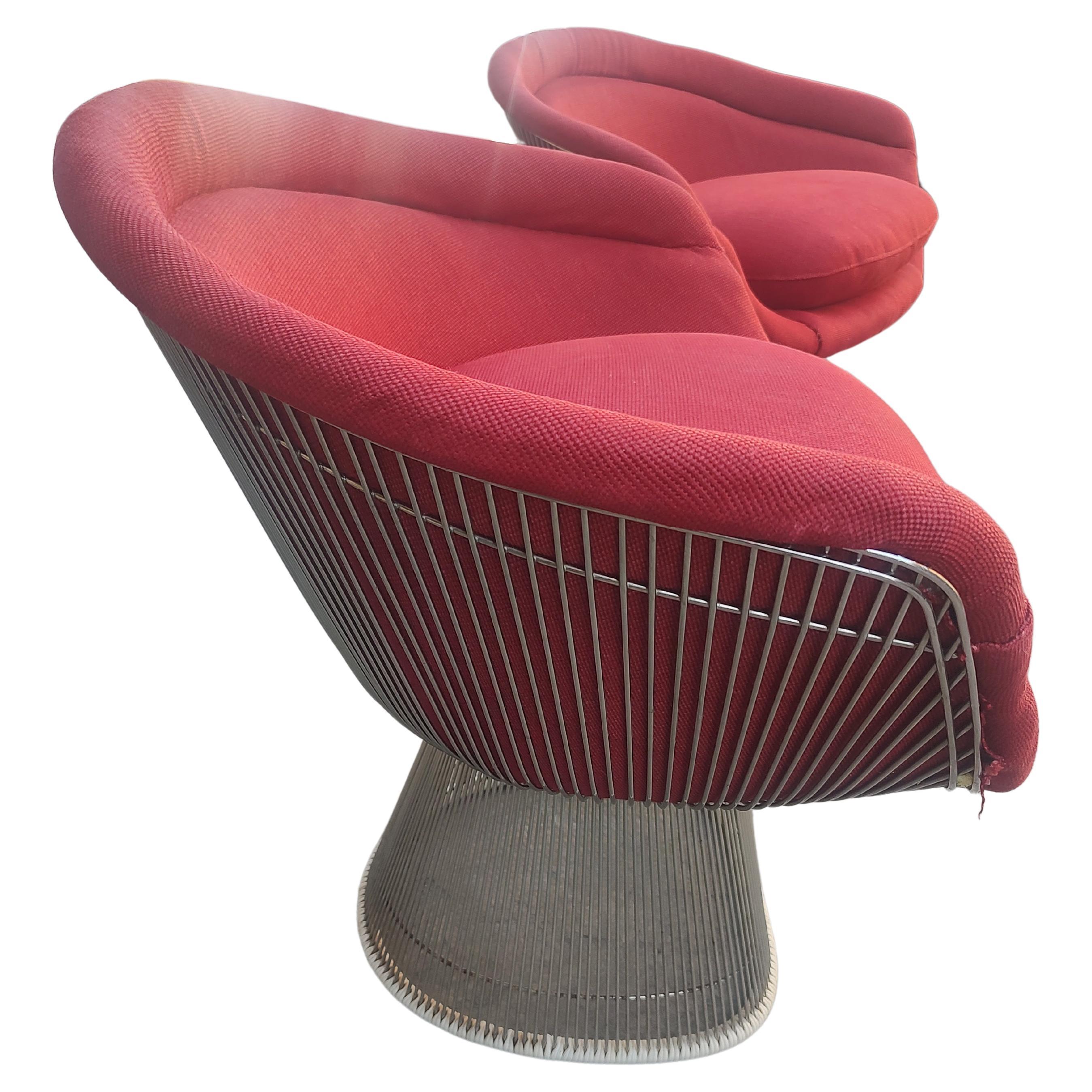 Pair of Warren Platner Mid Century Modern Lounge Chairs for Knoll C1965 In Good Condition For Sale In Port Jervis, NY