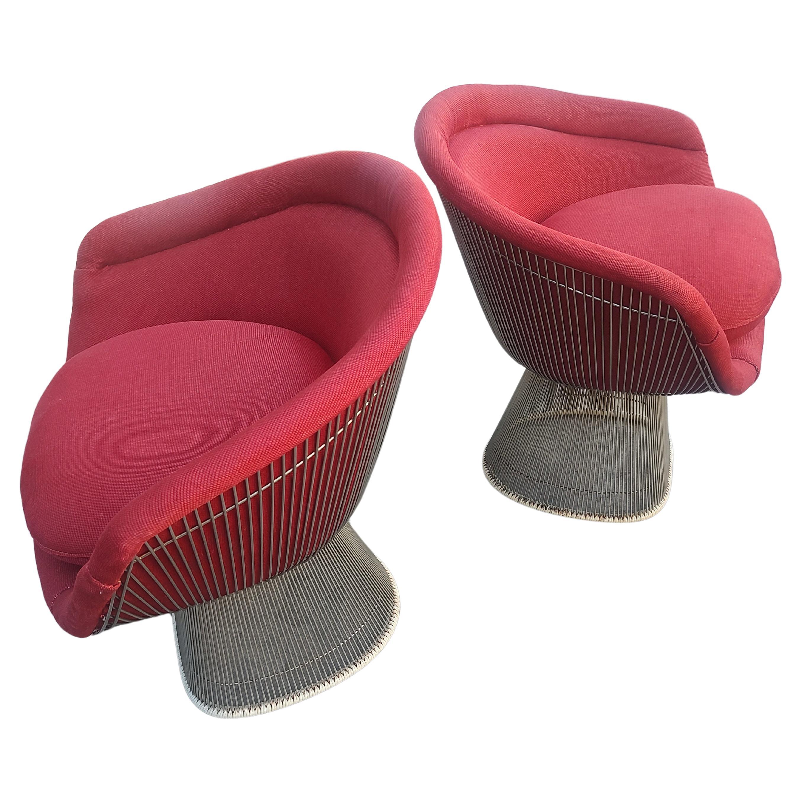 Mid-20th Century Pair of Warren Platner Mid Century Modern Lounge Chairs for Knoll C1965 For Sale