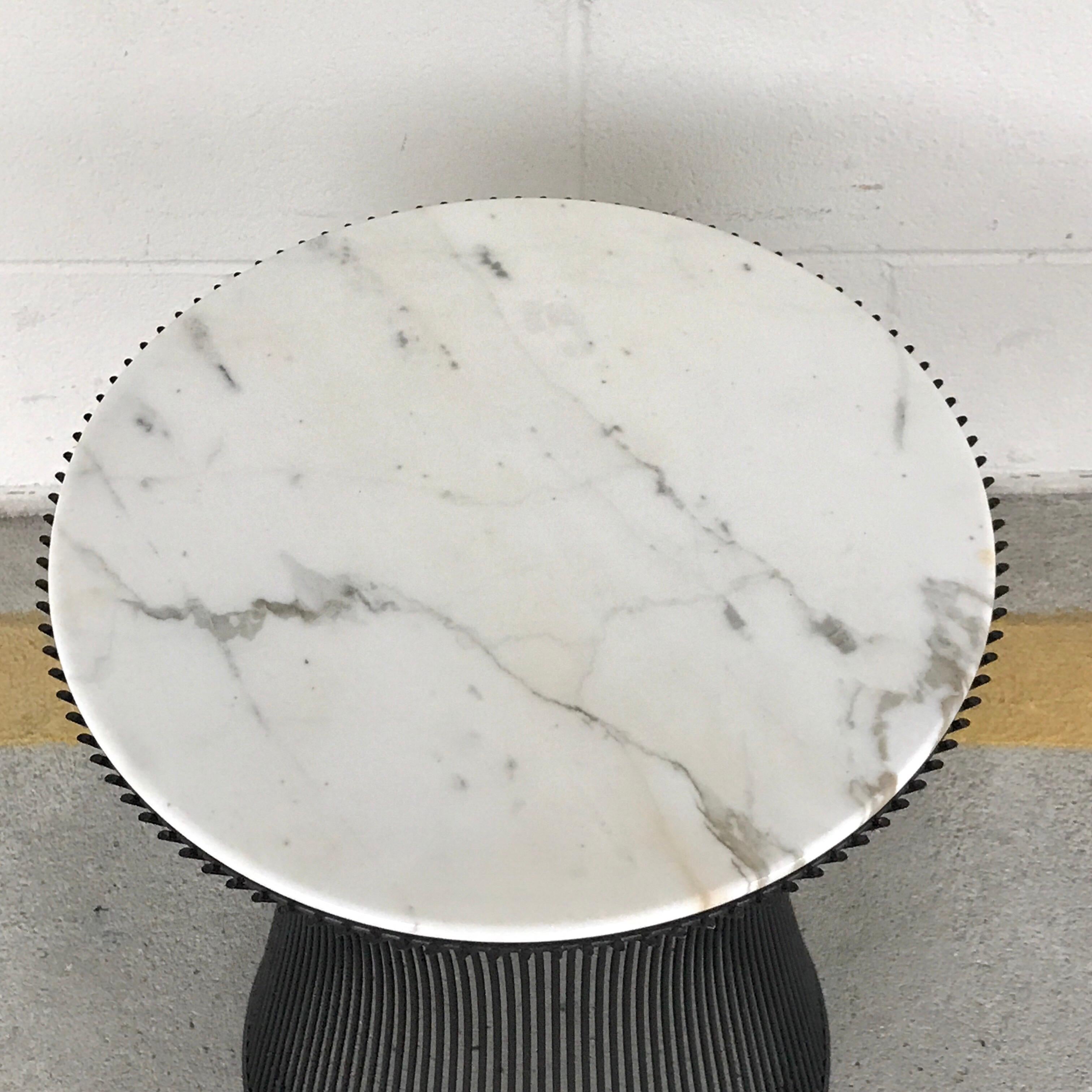 American Pair of Warren Platner Side Tables for Knoll, with Carrara Marble