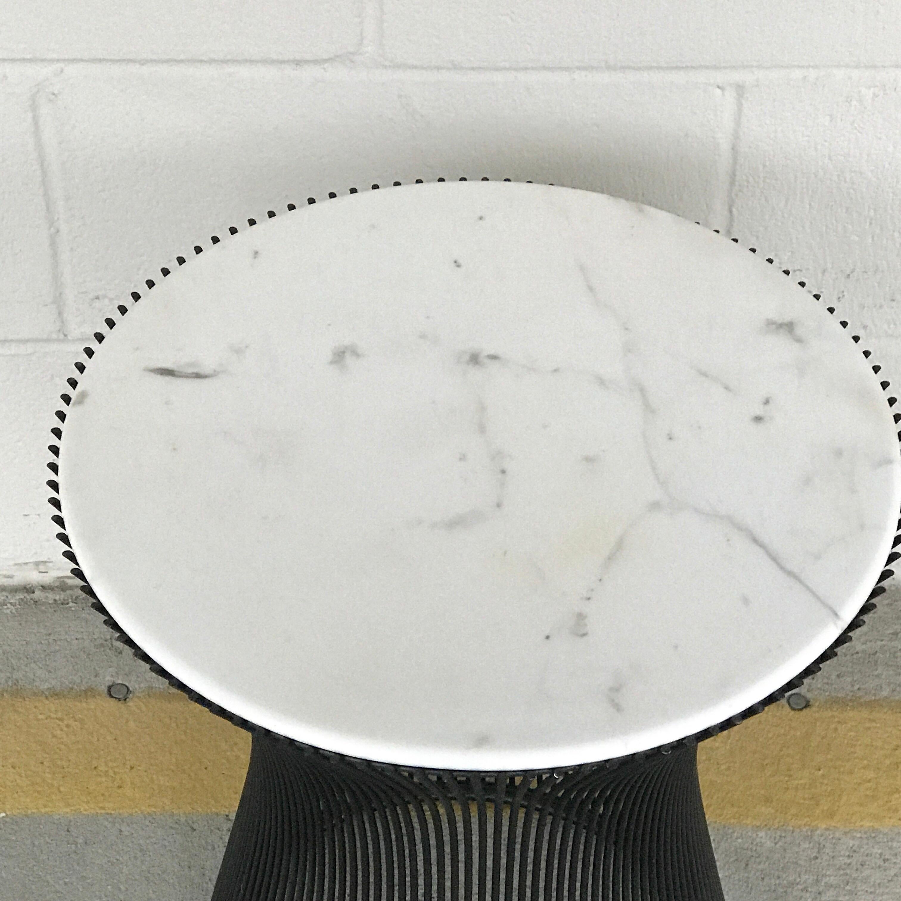 20th Century Pair of Warren Platner Side Tables for Knoll, with Carrara Marble