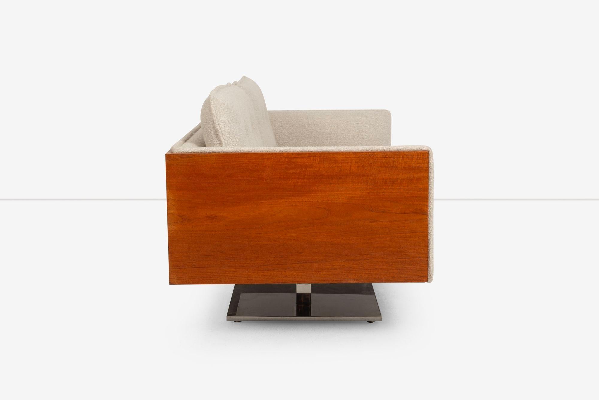 Pair of Warren Platner Sofas in Teakwood for Lehigh Leopold, 1970 3