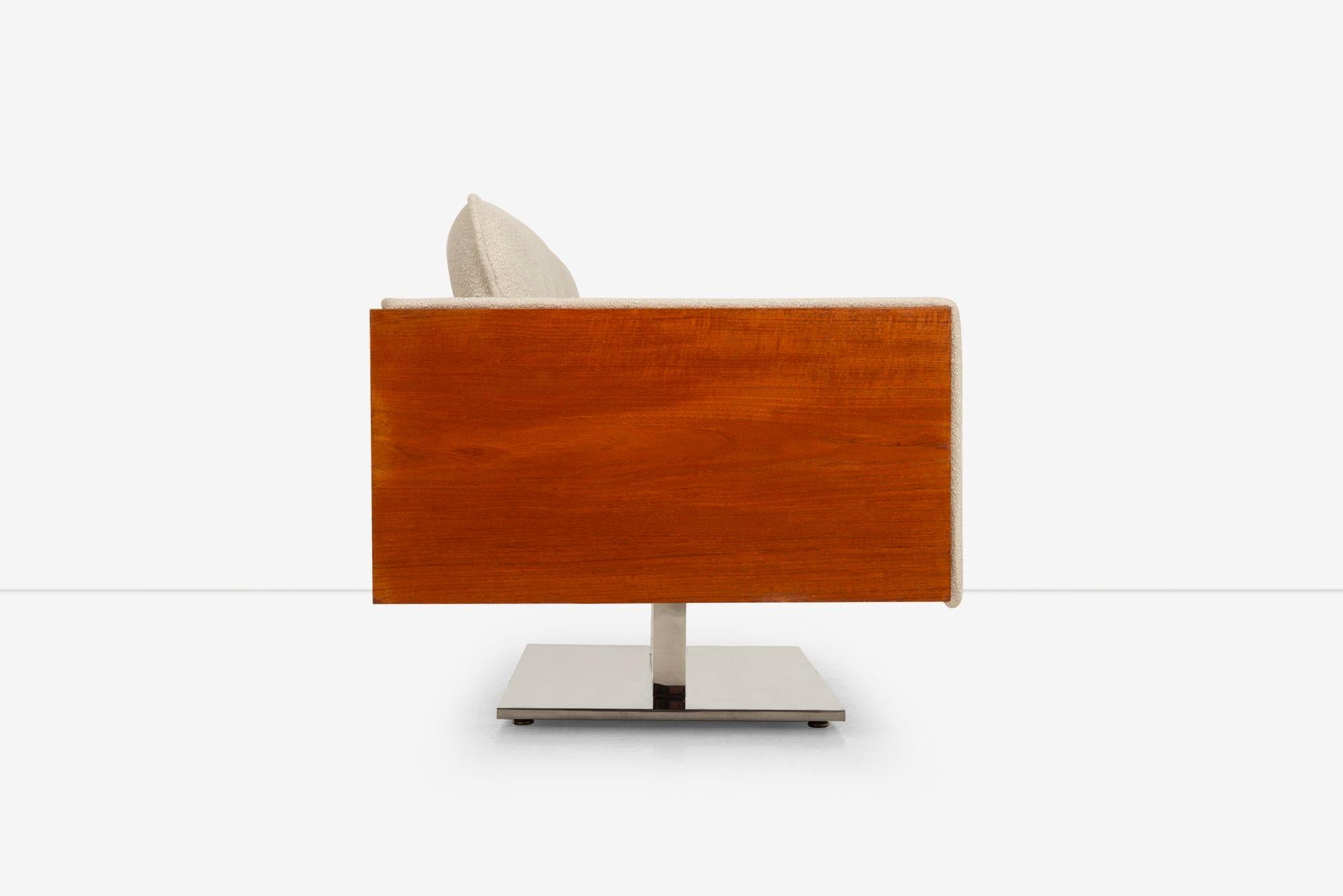 Pair of Warren Platner Sofas in Teakwood for Lehigh Leopold, 1970 4
