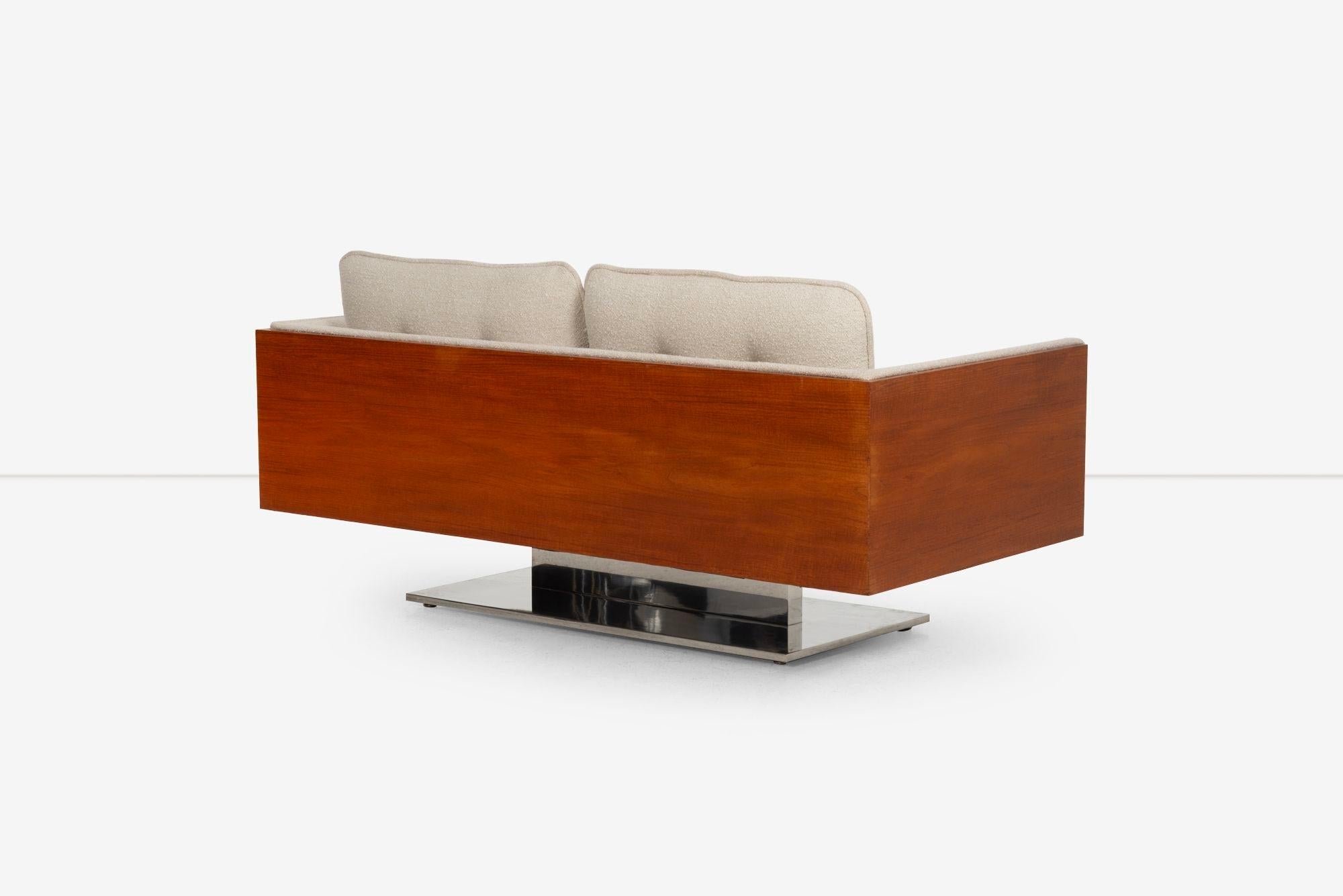 Pair of Warren Platner Sofas in Teakwood for Lehigh Leopold, 1970 5
