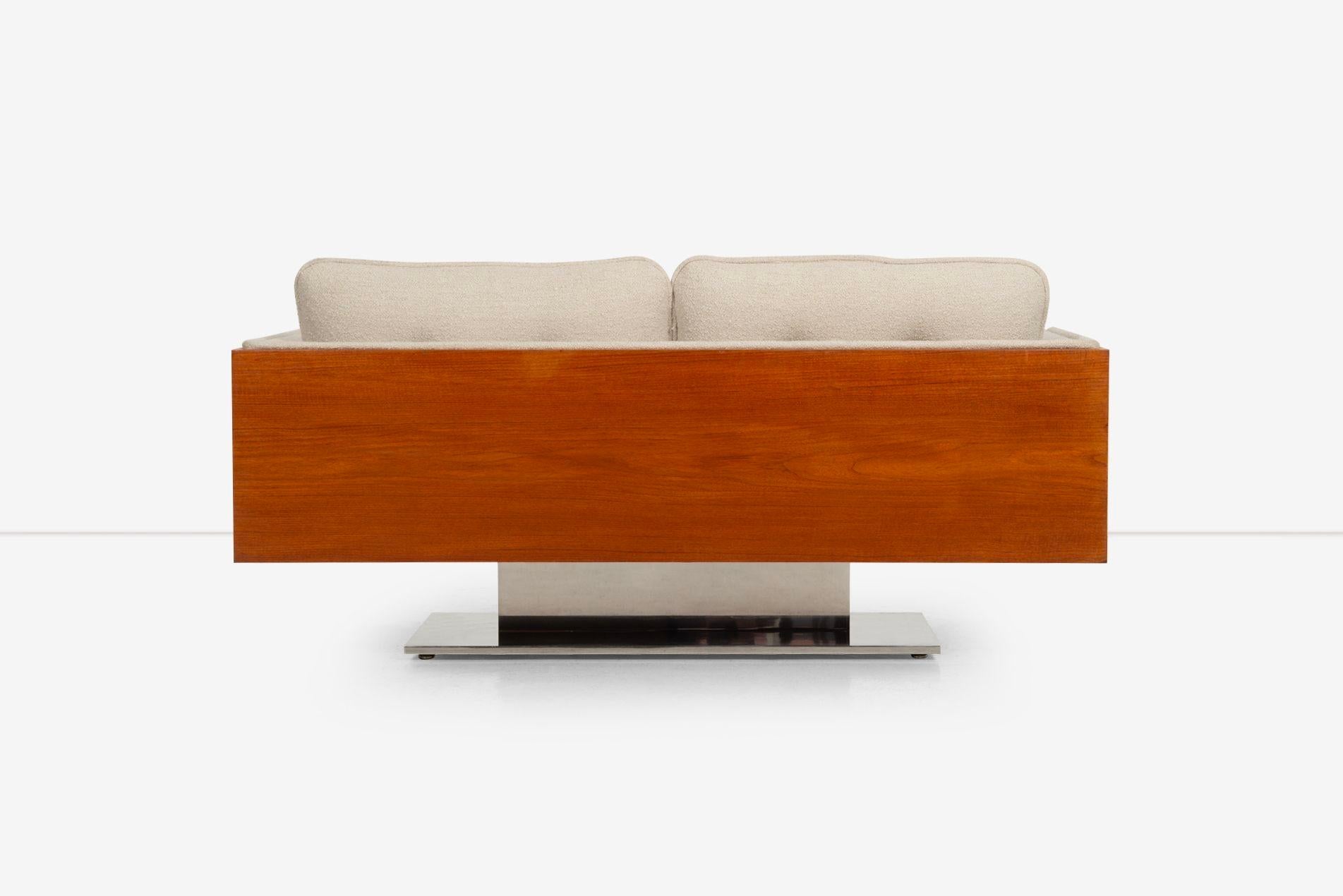 Pair of Warren Platner Sofas in Teakwood for Lehigh Leopold, 1970 6