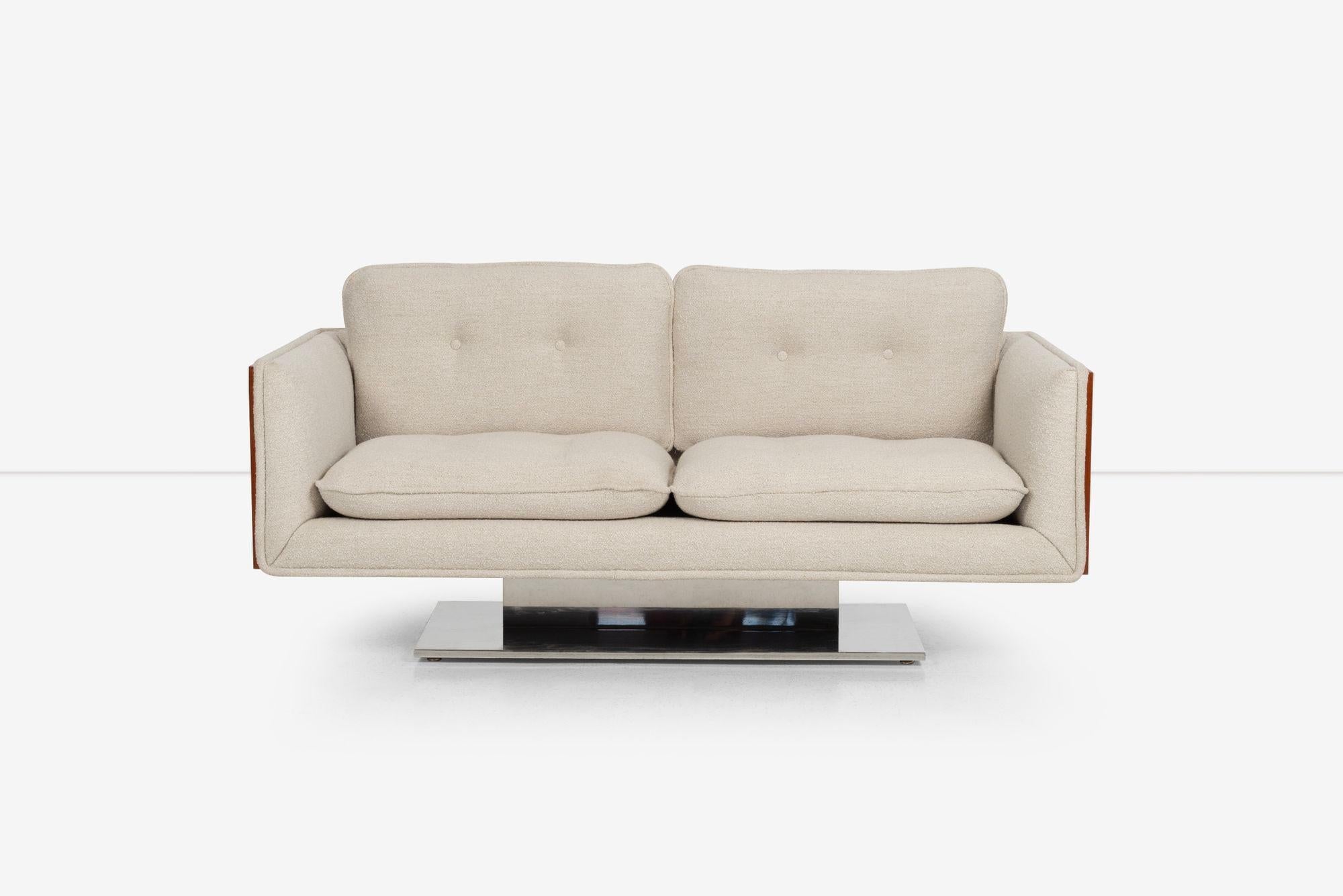 Mid-Century Modern Pair of Warren Platner Sofas in Teakwood for Lehigh Leopold, 1970