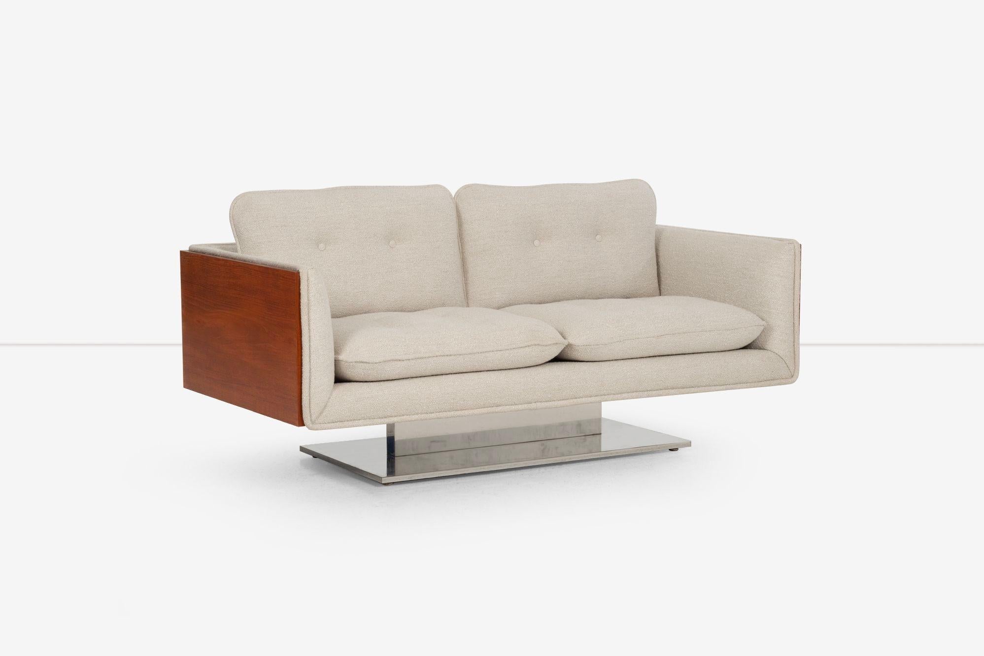 Pair of Warren Platner Sofas in Teakwood for Lehigh Leopold, 1970 In Good Condition In Chicago, IL