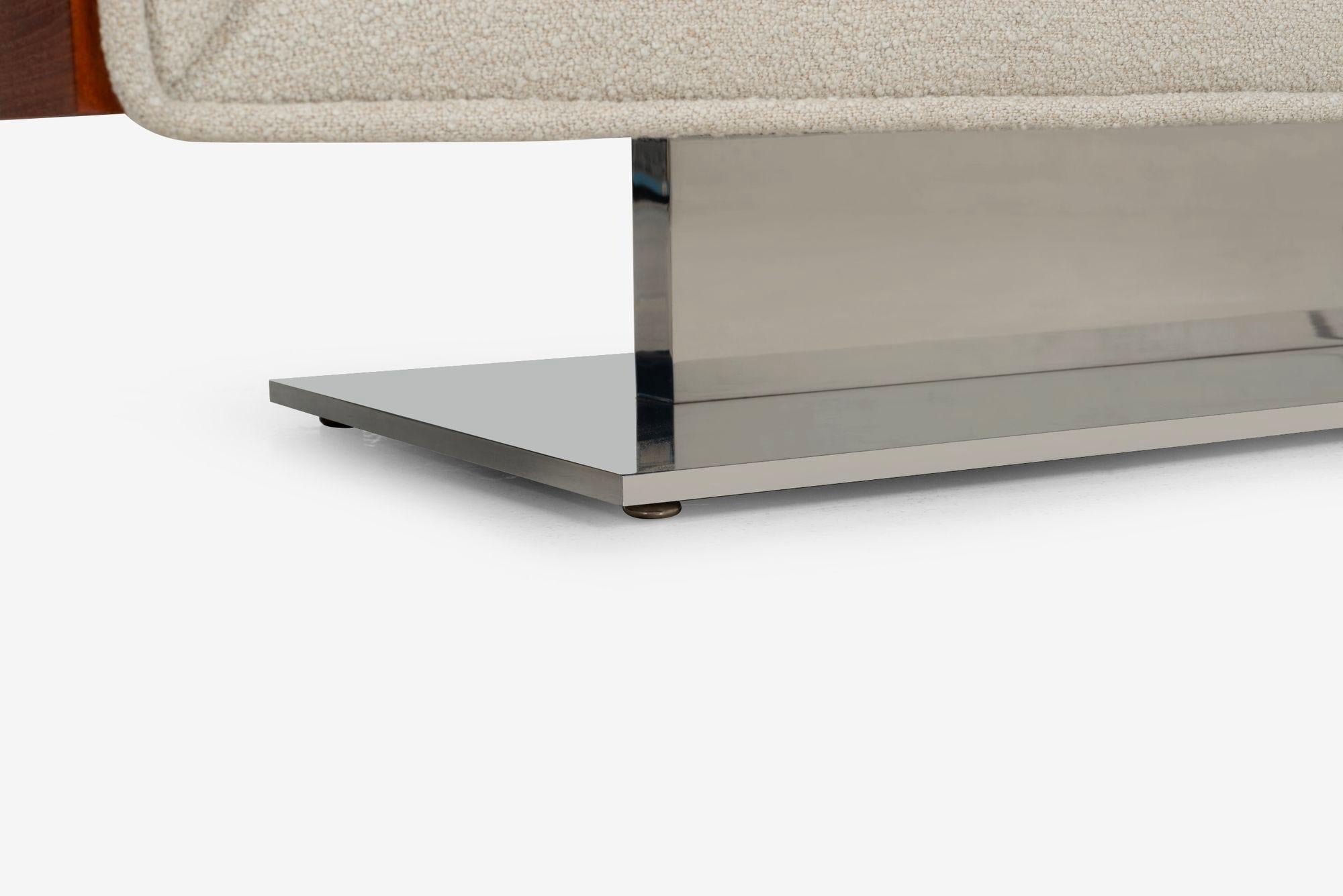 Aluminum Pair of Warren Platner Sofas in Teakwood for Lehigh Leopold, 1970