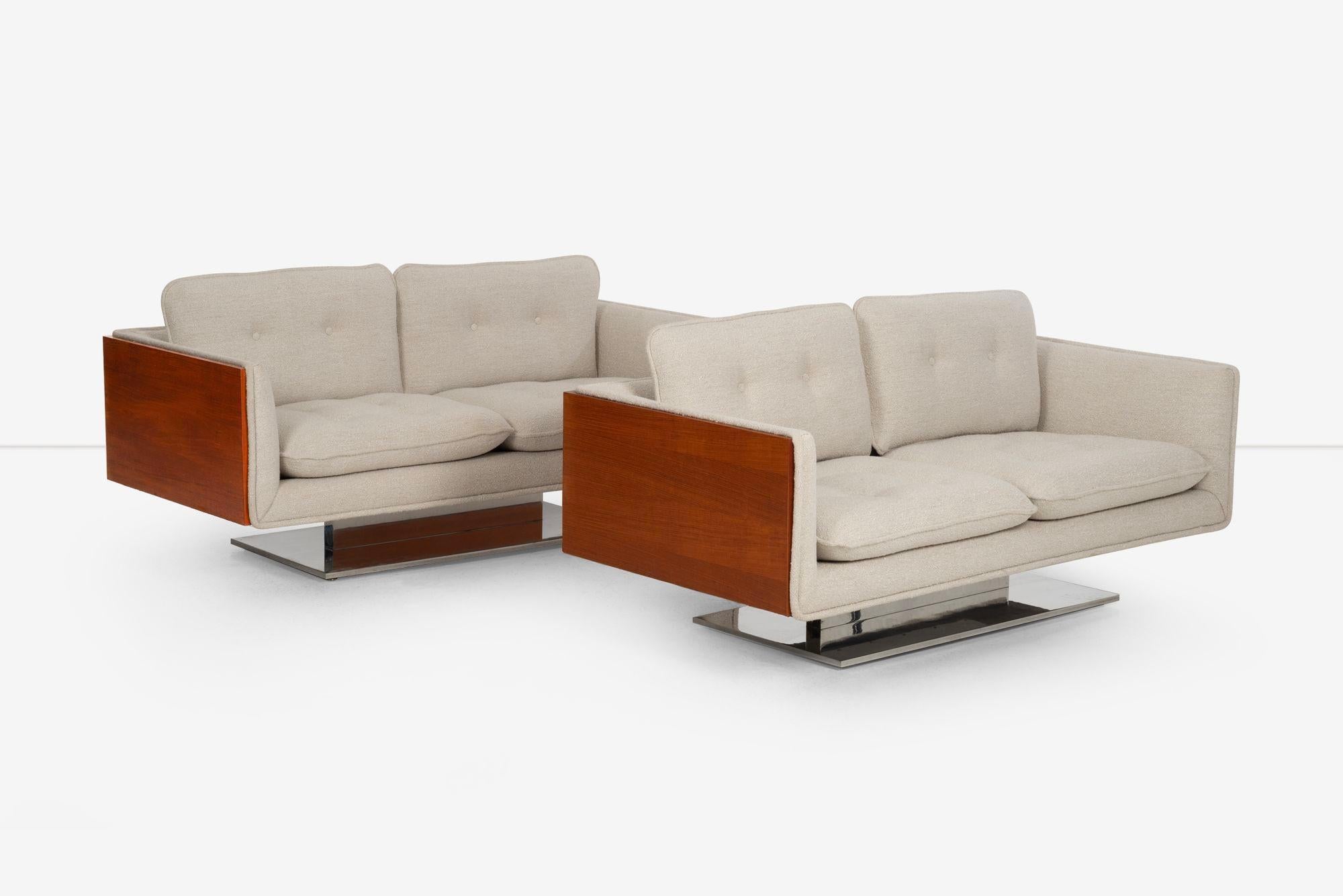 Pair of Warren Platner Sofas in Teakwood for Lehigh Leopold, 1970 1