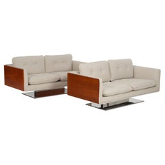 Pair of Warren Platner Sofas in Teakwood for Lehigh Leopold, 1970
