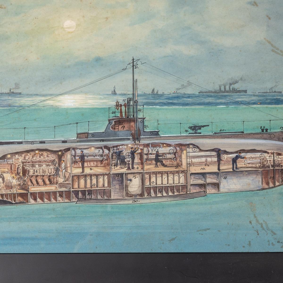 Paire de peintures de navires de guerre de Charles De Lacy, britanniques, 1856-1929 en vente 4