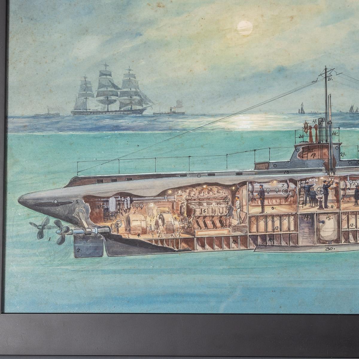 Paire de peintures de navires de guerre de Charles De Lacy, britanniques, 1856-1929 en vente 5