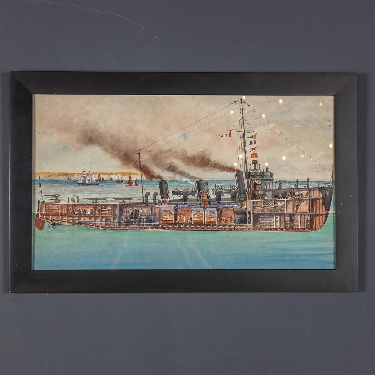 Paire de peintures de navires de guerre de Charles De Lacy, britanniques, 1856-1929 Bon état - En vente à Royal Tunbridge Wells, Kent