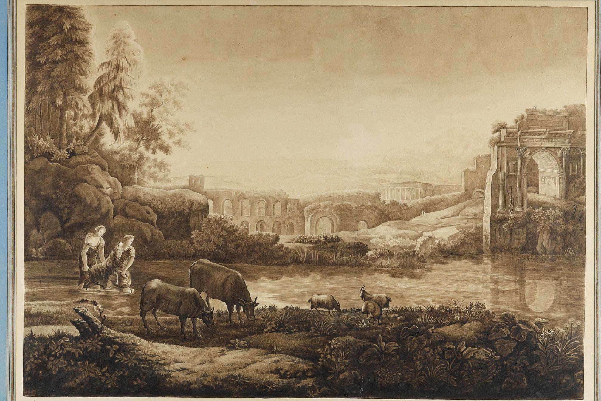 Pair of wash drawings after Claude Gelée, 18th century school 7