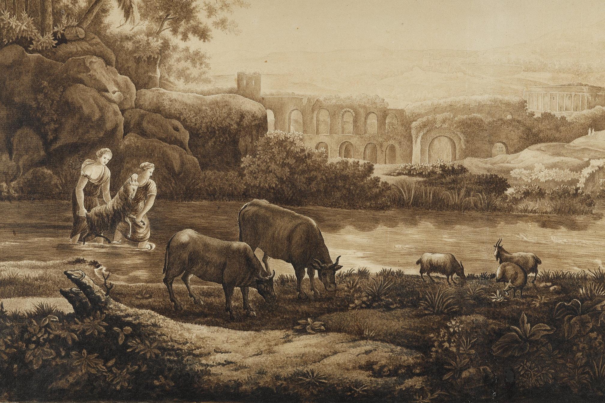 Pair of wash drawings after Claude Gelée, 18th century school 8